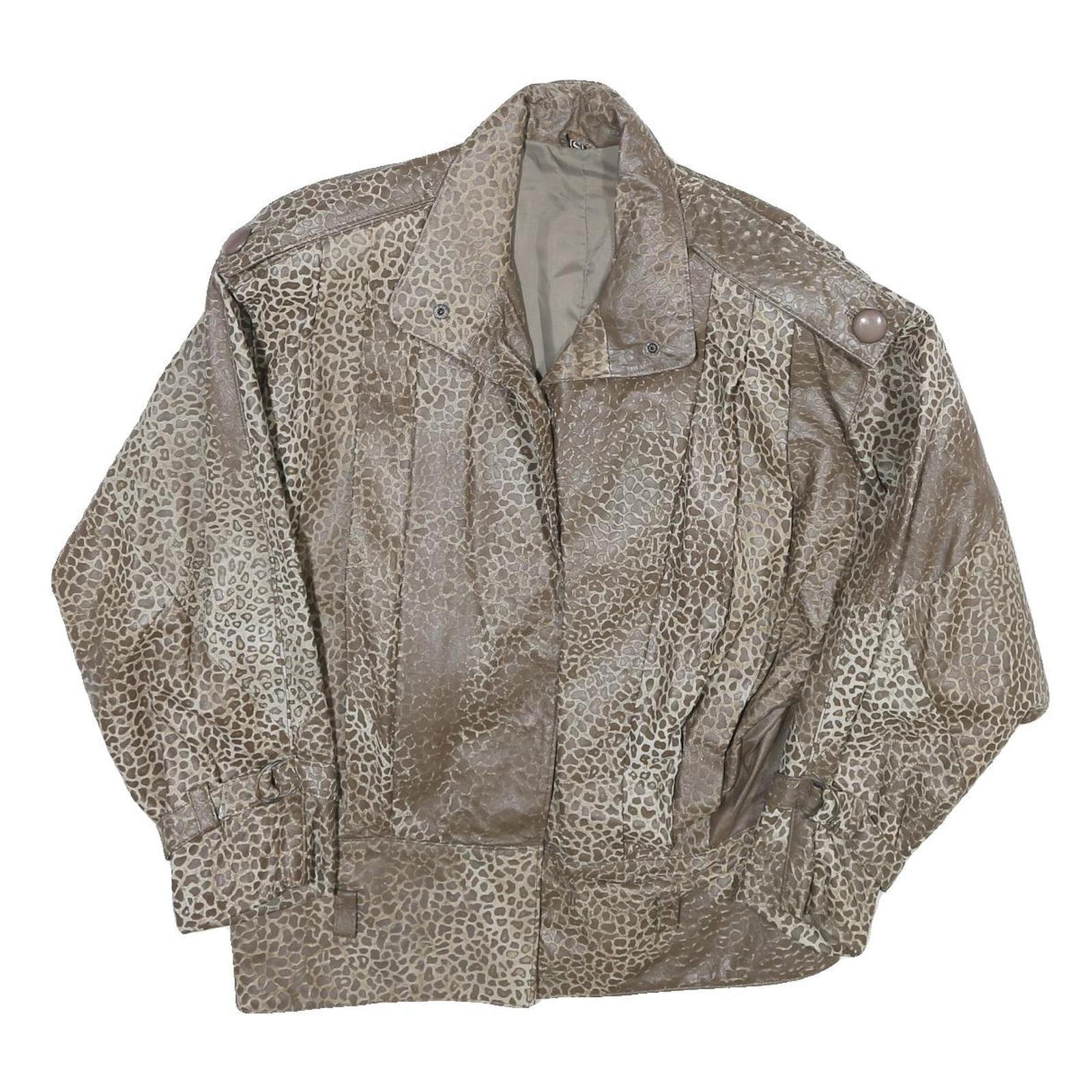 Womens Beige Leather Button Jacket S Plain Unique Stylish Fashionable Refurbished - N/A refurbished available on Cerqular