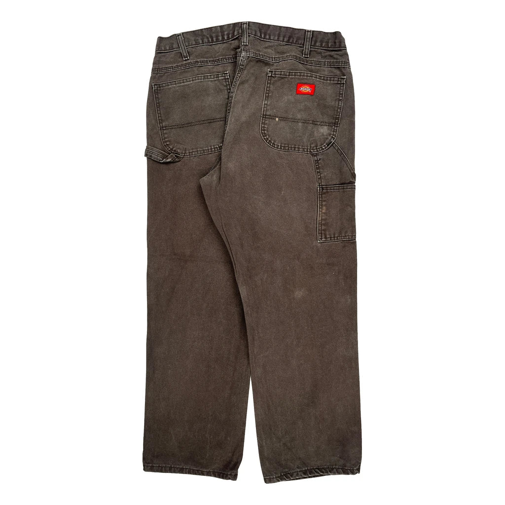 Dickies Carpenter Trousers - 35W 30L Brown Cotton Refurbished - Thrifted (note: this is a term often used to describe second- refurbished available on Cerqular