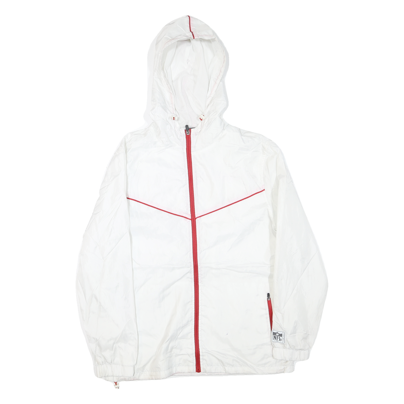 NFL Mens White & Red Zip Hooded Jacket S Polyester Blend Plain Sportswear Refurbished - N/A refurbished available on Cerqular
