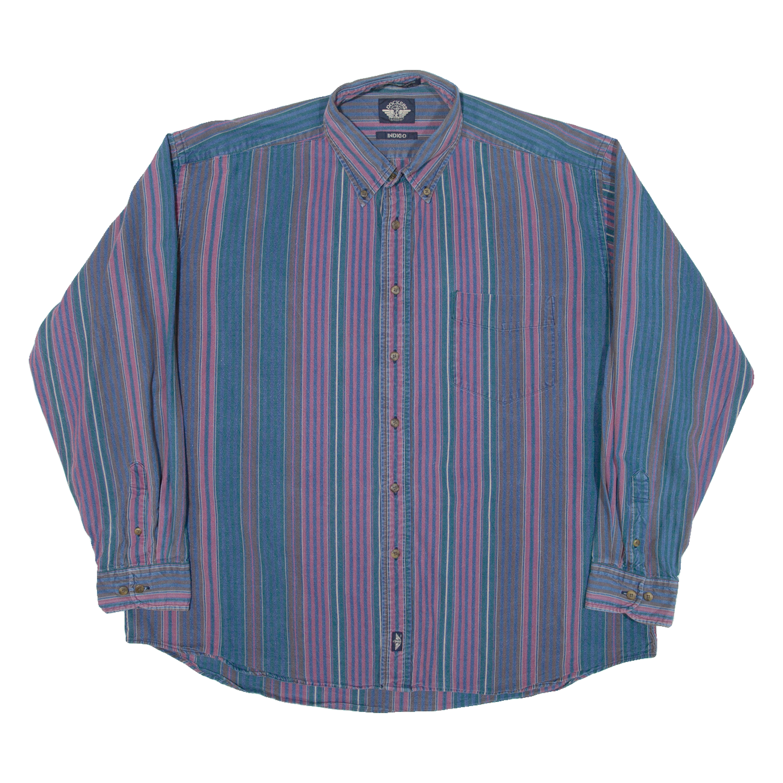 DOCKERS Mens Shirt Blue Striped Long Sleeve XL Refurbished - N/A refurbished available on Cerqular