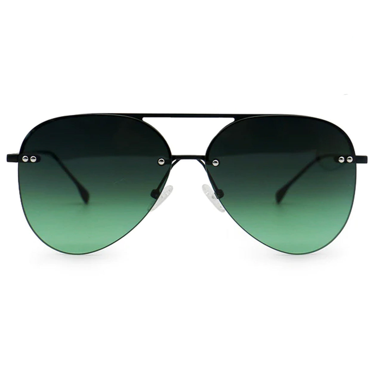 Smaller Megan 2 - Dark Green Metal Aviator Sunglasses | Color: Black - Green | Size: REGULAR Refurbished - N/A refurbished available on Cerqular