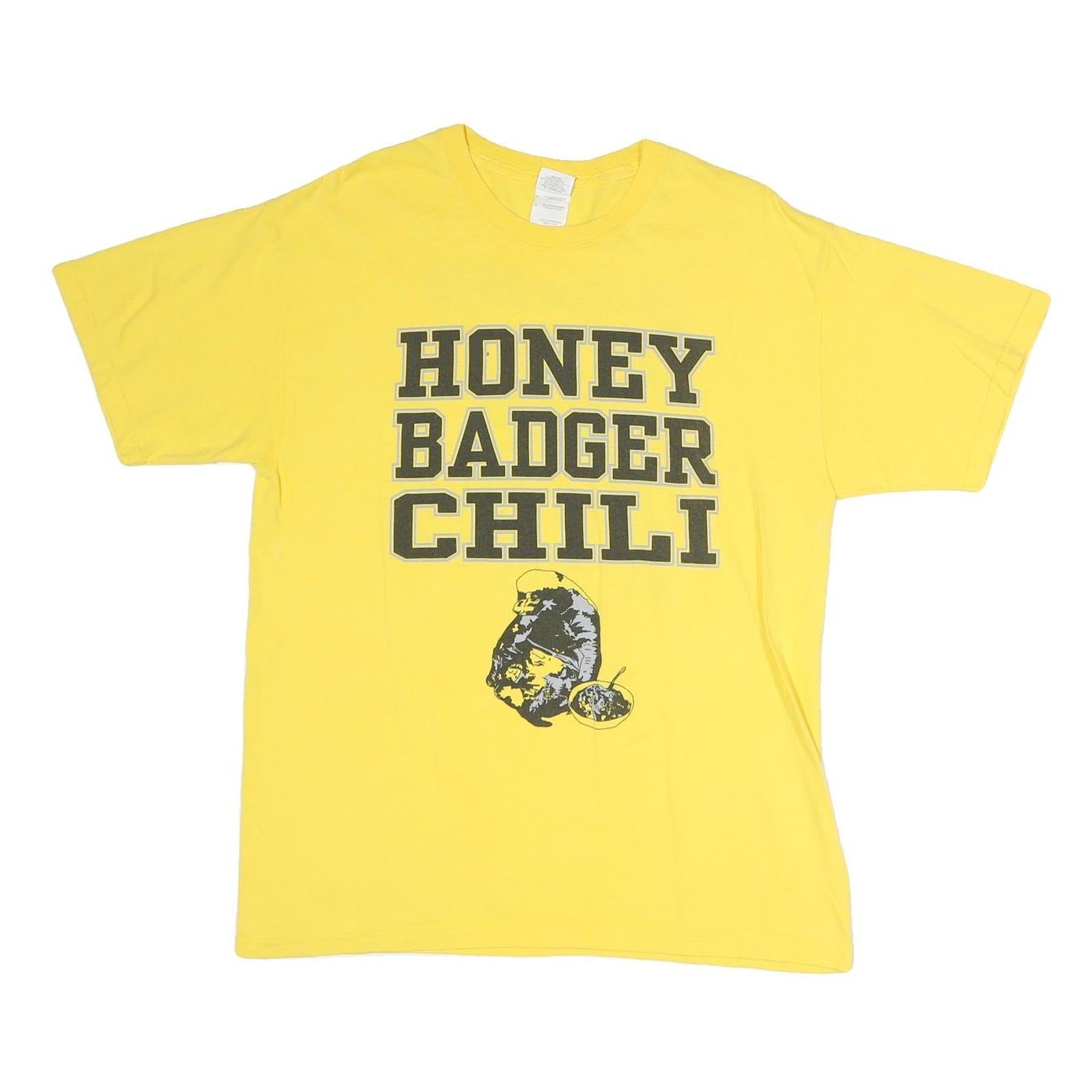 GILDAN Mens Yellow Honey Badger Chili Graphic T-Shirt L Short Sleeve Crew Neck Refurbished - N/A refurbished available on Cerqular