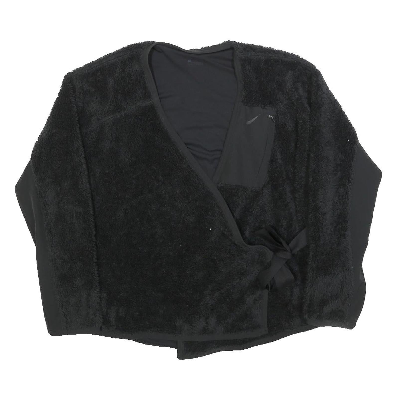 NIKE Womens Black Jacket L Polyester Blend Fleece Drawstring Casual Outerwear Refurbished - N/A refurbished available on Cerqular