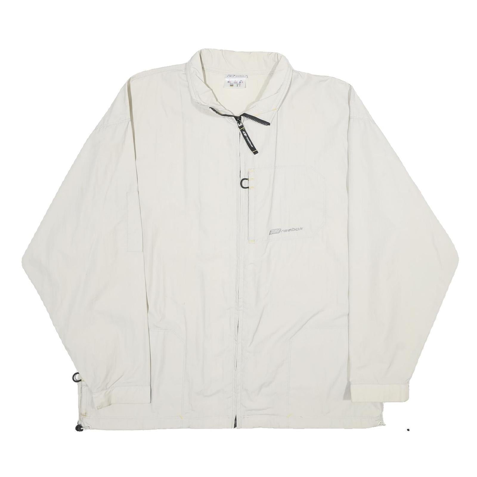 REEBOK Mens White Nylon Zip Jacket L Lightweight Sports Casual Outerwear Refurbished - N/A refurbished available on Cerqular