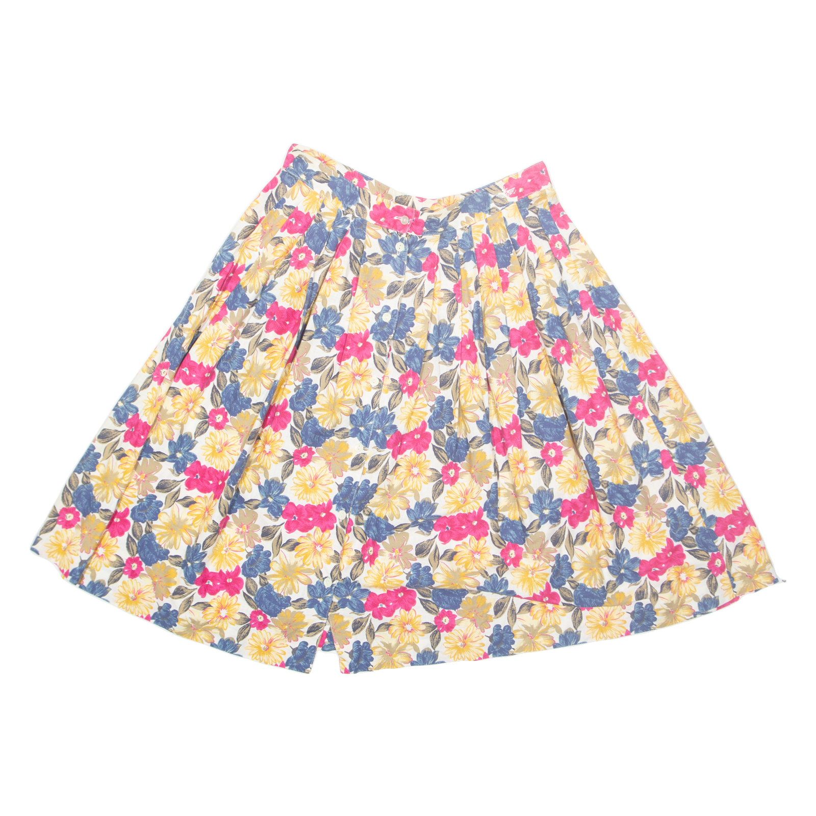 DOCKERS Womens Pleated Skirt Yellow Midi Floral UK 14 Refurbished - N/A refurbished available on Cerqular