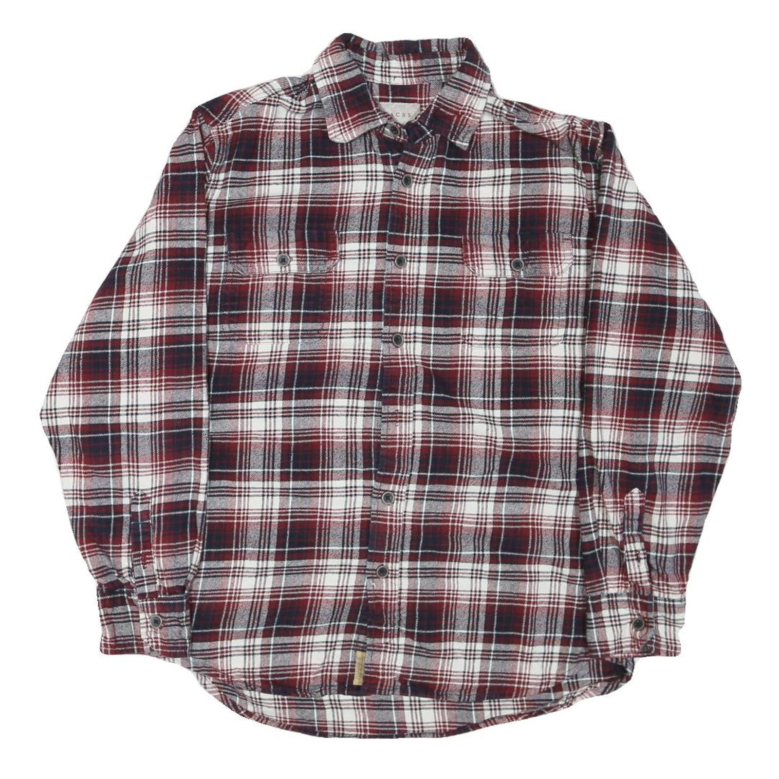 JACHS Mens Red & White Check Cotton Blend Shirt M Long Sleeve Casual Button Refurbished - N/A refurbished available on Cerqular