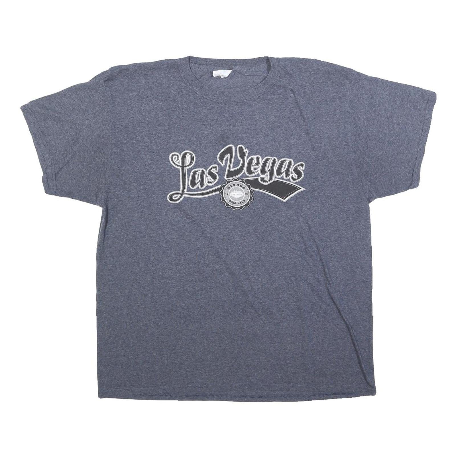 PORT & COMPANY Mens Blue Las Vegas Graphic T-Shirt XL Short Sleeve Crew Neck Refurbished - N/A refurbished available on Cerqular