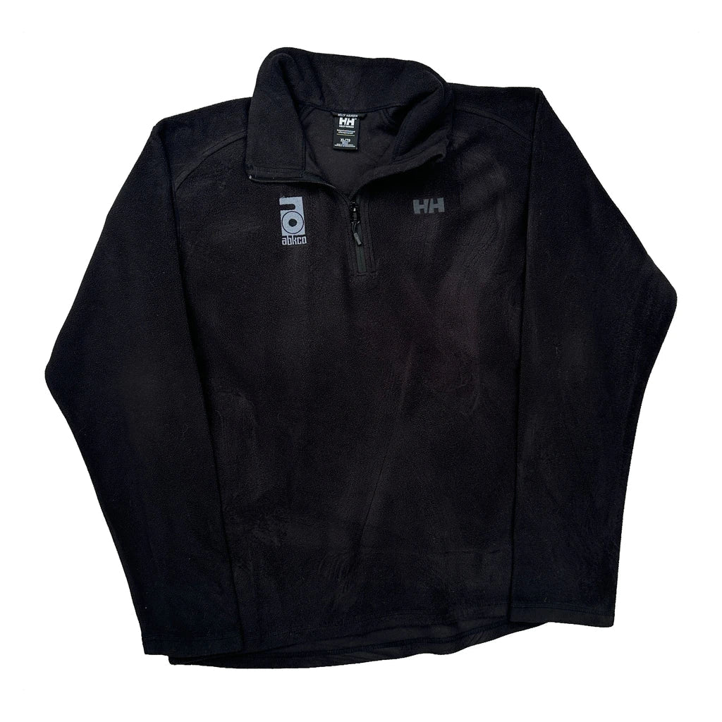 Abkco Logo Helly Hansen Fleece - XL Black Polyester Refurbished - Thrifted (note: this is a term often used to describe second- refurbished available on Cerqular