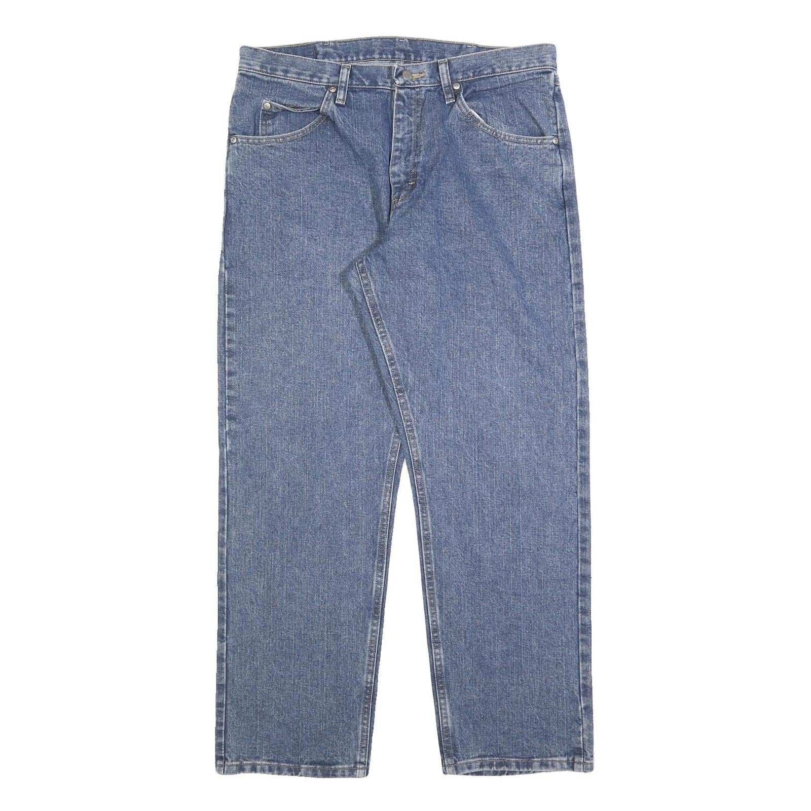 WRANGLER Mens Regular Fit Blue Denim Jeans W34 L30 Classic Cotton Blend Zip Refurbished - N/A refurbished available on Cerqular