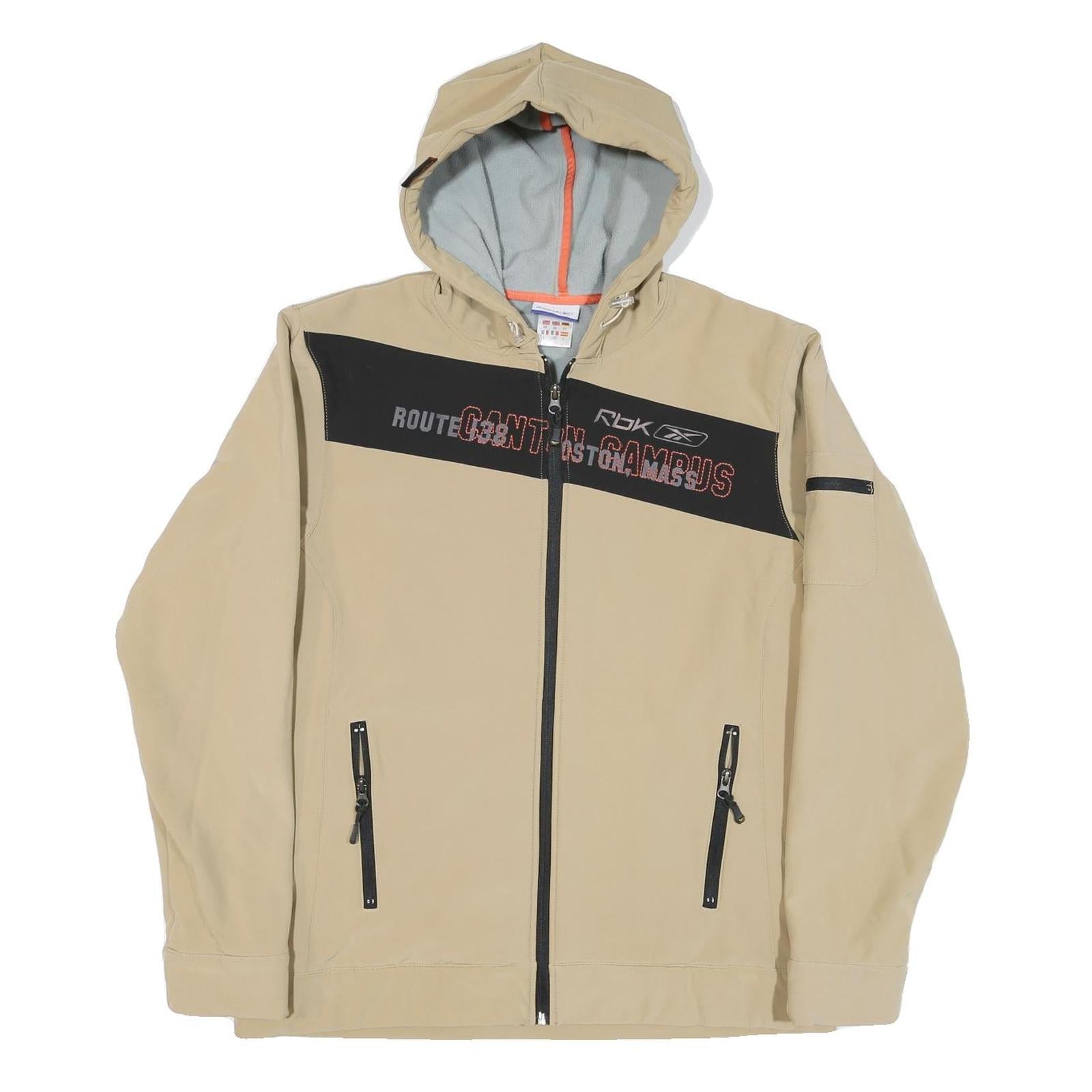 REEBOK Mens Beige & Black Route 34 Hoodie Jacket M Polyester Blend Zip Refurbished - N/A refurbished available on Cerqular
