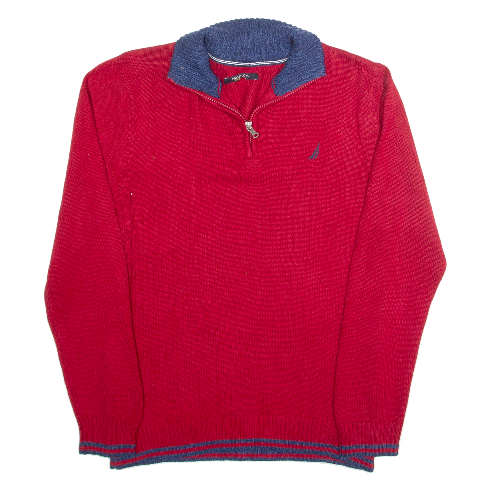 NAUTICA Mens Jumper Red 1/4 Zip Tight Knit S Refurbished - N/A refurbished available on Cerqular