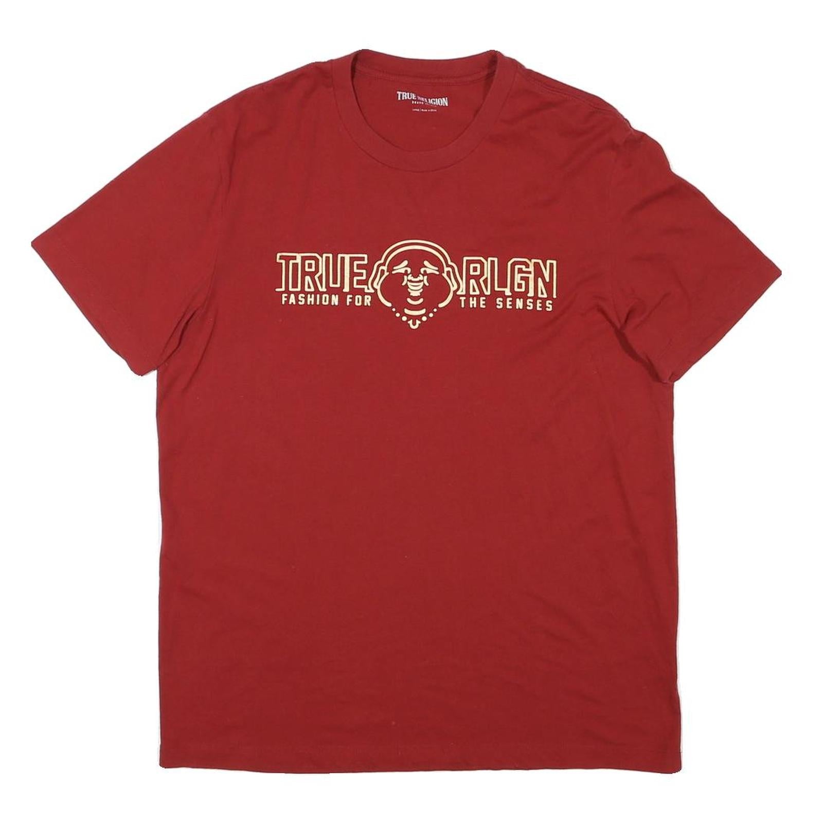 TRUE RELIGION Mens Red Graphic T-Shirt L Short Sleeve Crew Neck Cotton Blend Refurbished - N/A refurbished available on Cerqular