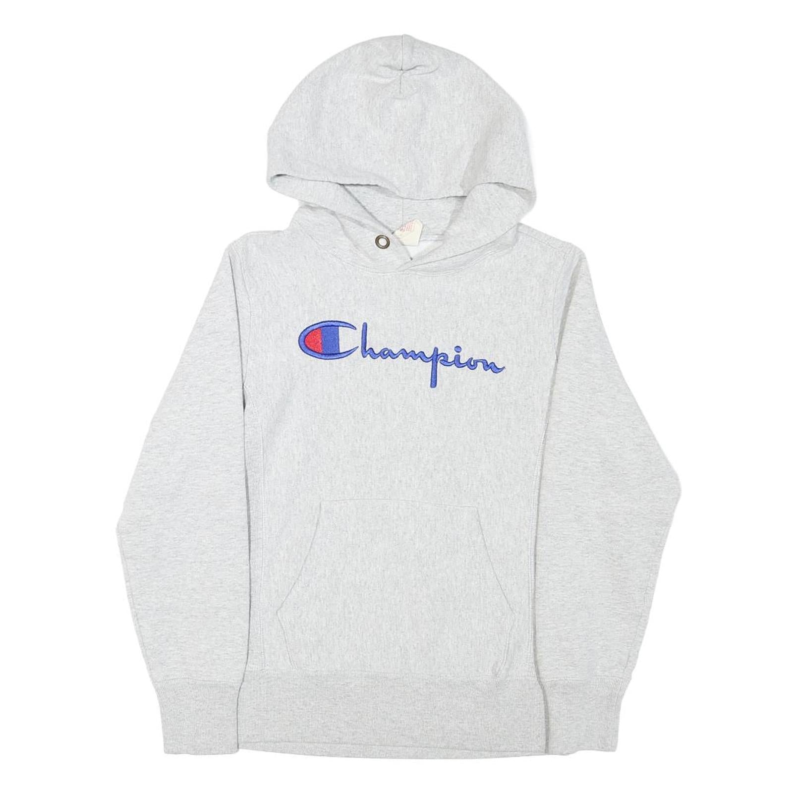 CHAMPION Mens Grey Hoodie S Cotton Blend Pullover Classic Logo Sweatshirt Refurbished - N/A refurbished available on Cerqular