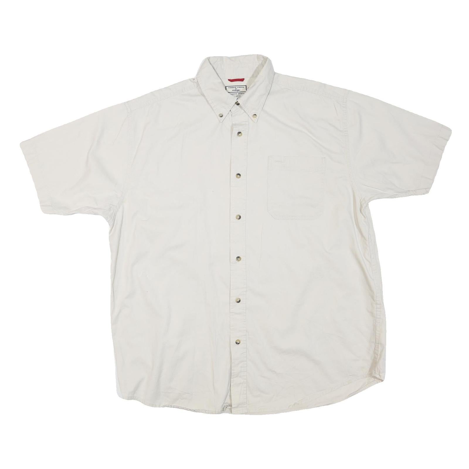 WRANGLER Mens White L Cotton Blend Casual Short Sleeve Shirt Button Down Refurbished - N/A refurbished available on Cerqular