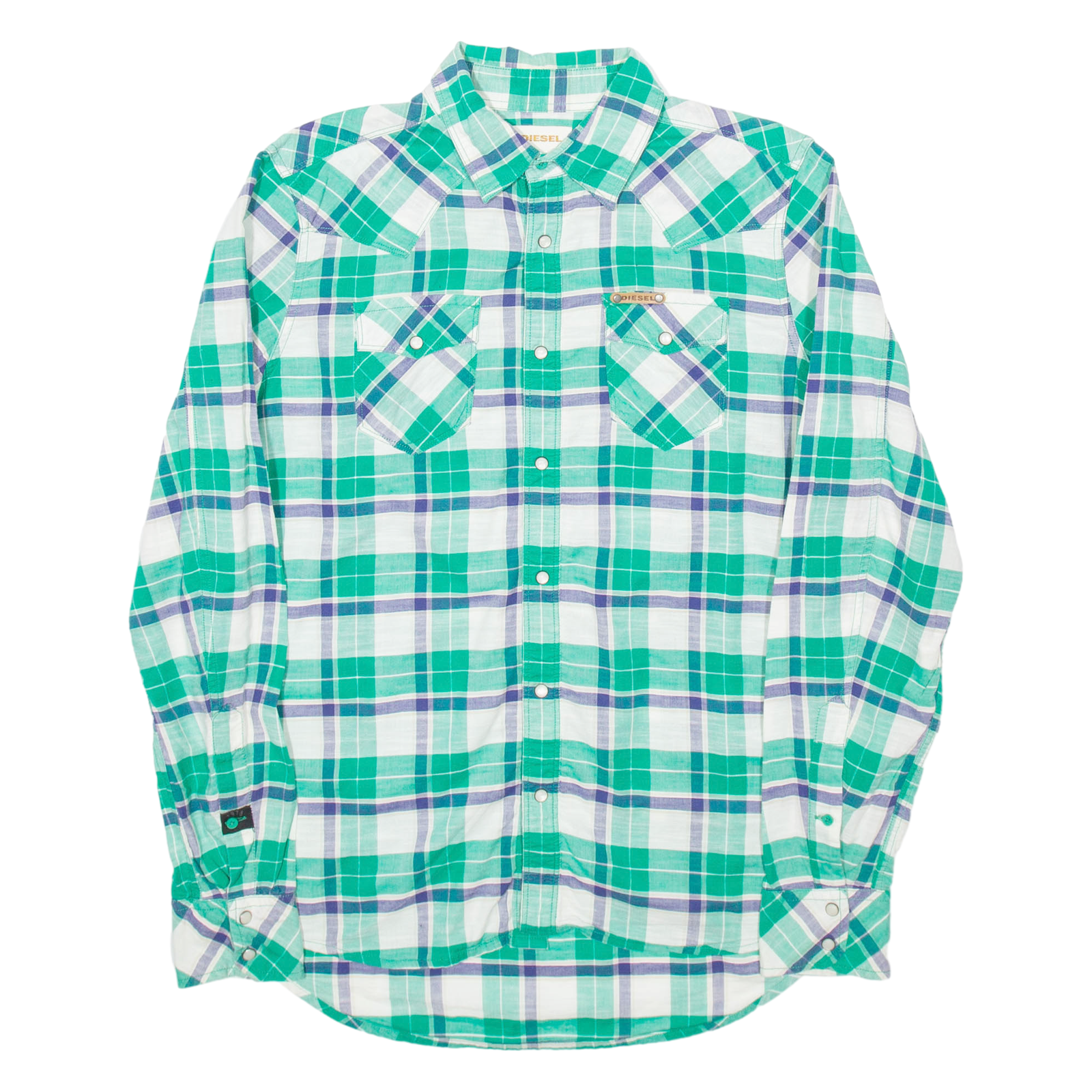 DIESEL Womens Shirt Green Check Long Sleeve M Refurbished - N/A refurbished available on Cerqular
