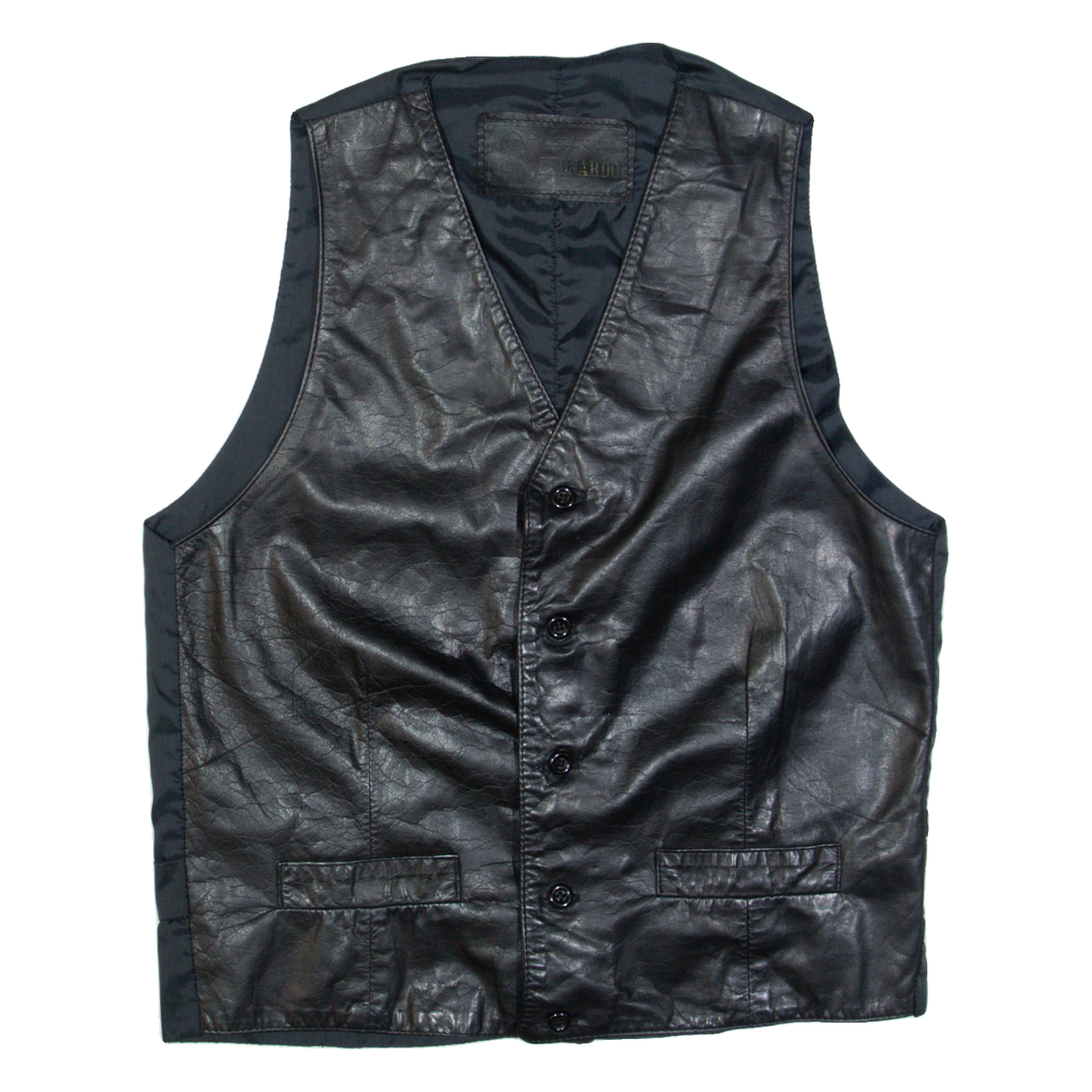 LEONARDO Mens Blazer Waistcoat Black Leather S Refurbished - N/A refurbished available on Cerqular