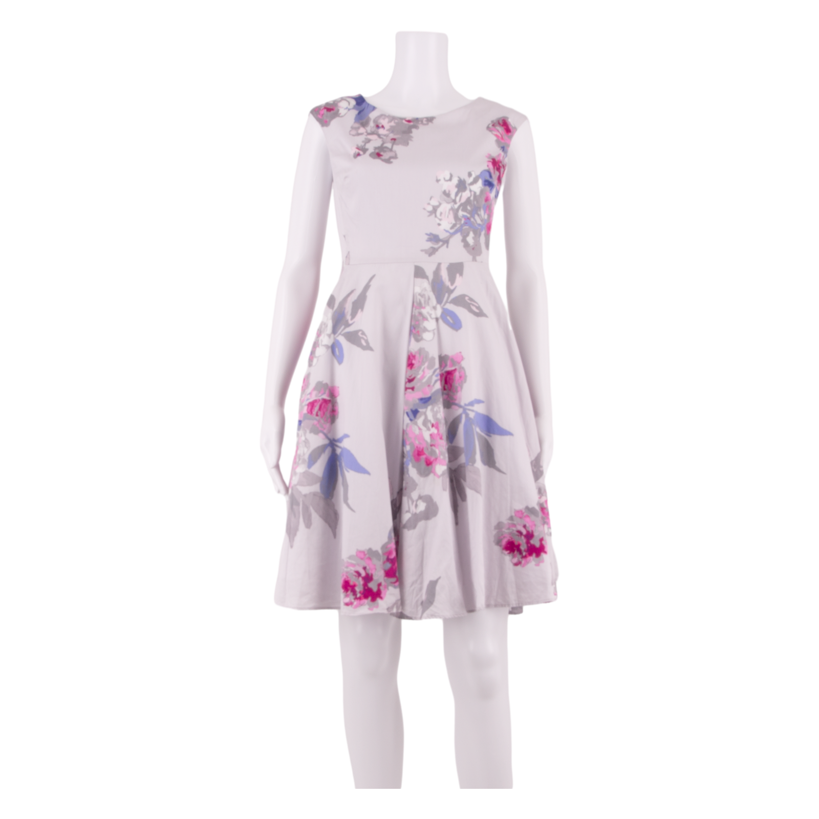 JOULES Occasion Wear Womens Fit & Flare Dress Grey Floral Knee Length UK 8 Refurbished - N/A refurbished available on Cerqular
