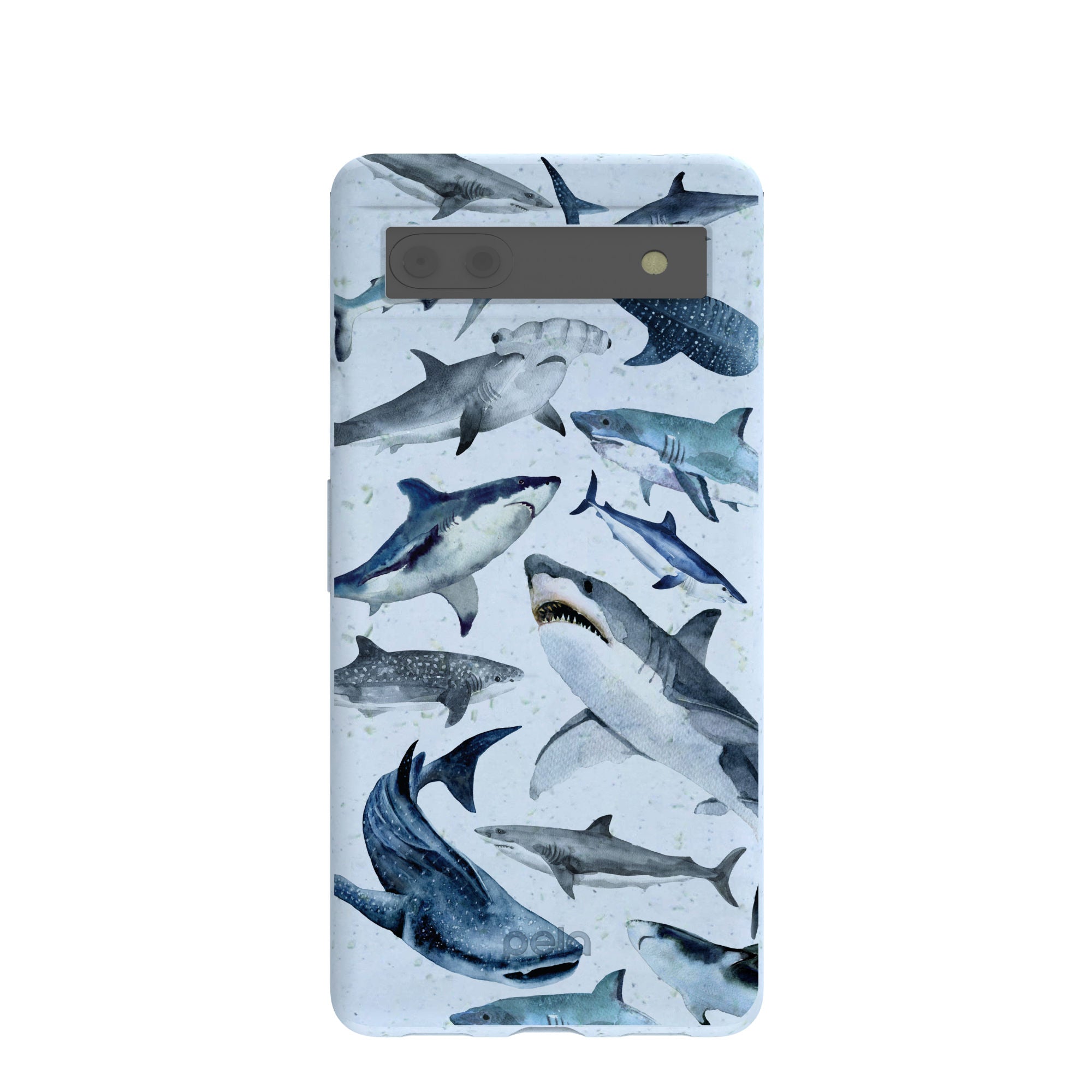 Powder Blue Sharks Google Pixel 6a Case Refurbished - Pela Case refurbished available on Cerqular