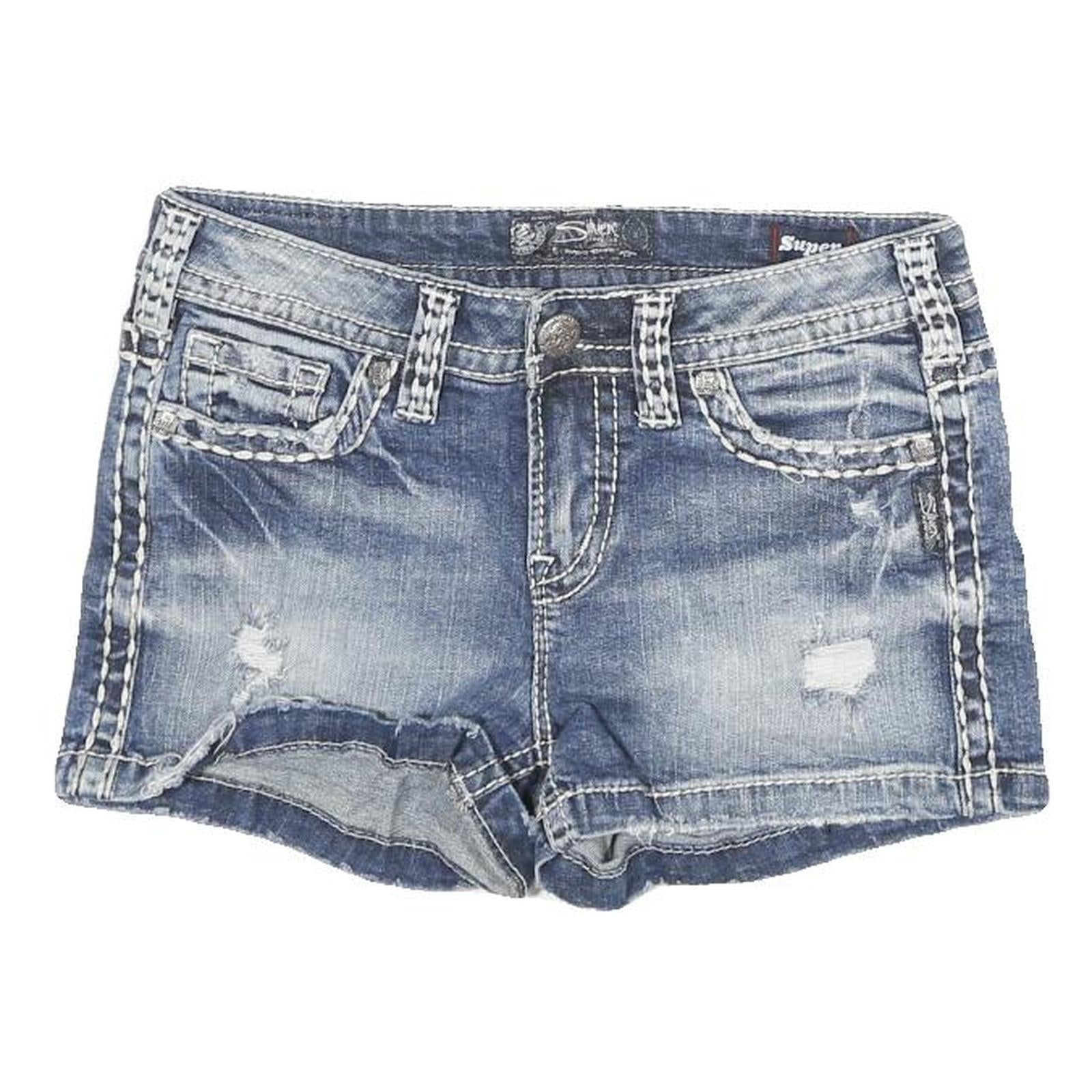 SILVER Womens Denim Blue Casual Cut-Off Shorts M W28 Distressed Stitching Refurbished - N/A refurbished available on Cerqular