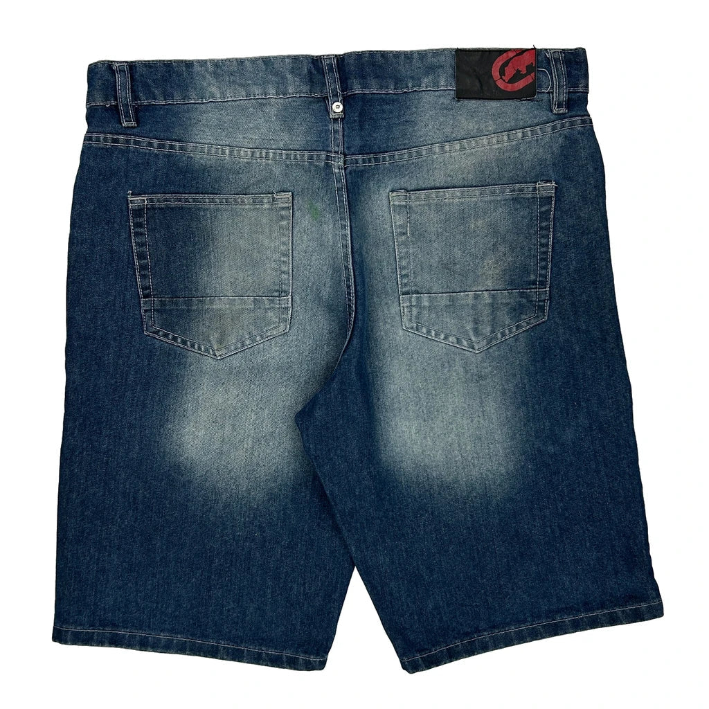 Ecko Unltd Denim Shorts - 34W 11L Blue Denim Refurbished - Thrifted (note: this is a term often used to describe second- refurbished available on Cerqular