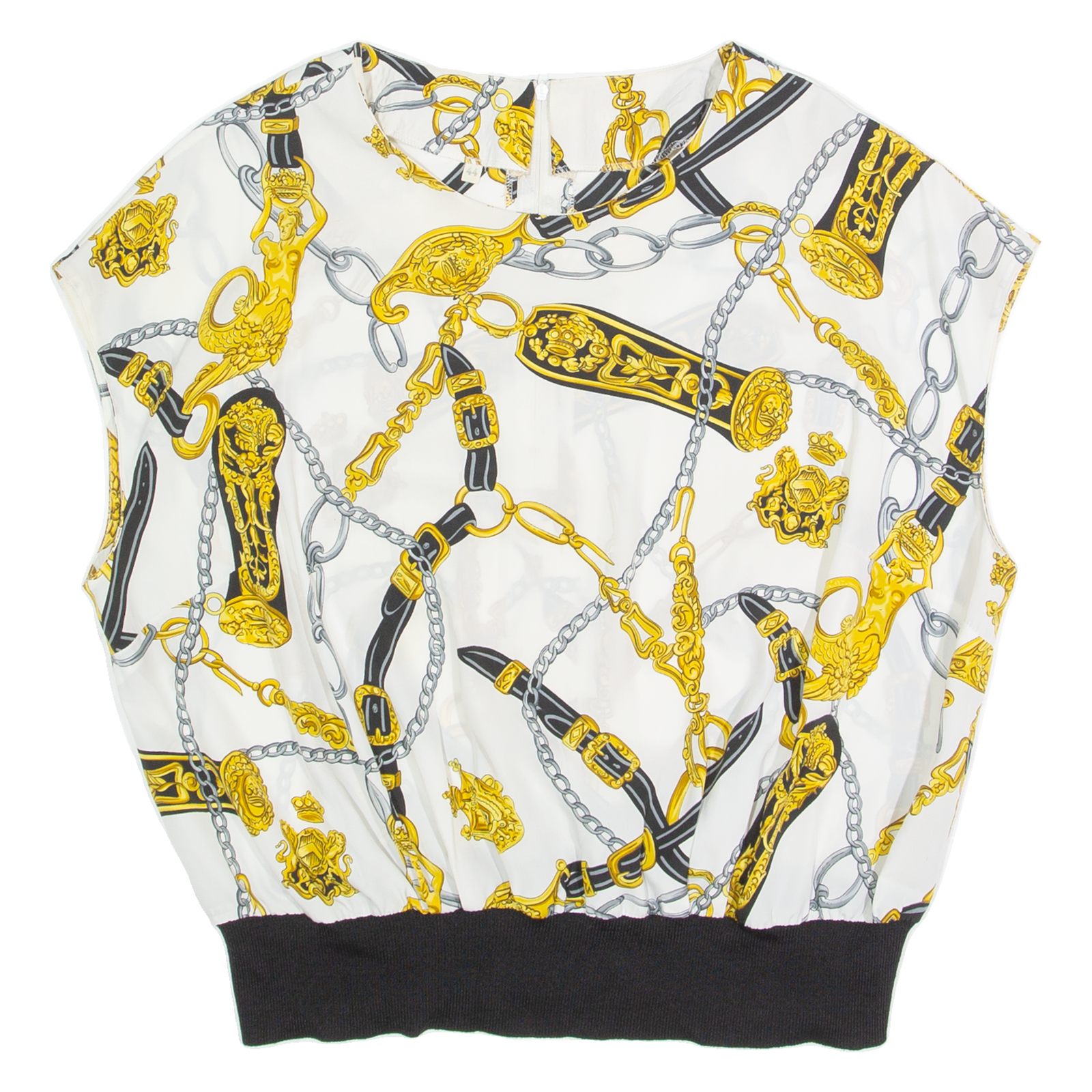 Womens Printed Vest White Sleeveless Crazy Pattern L Refurbished - N/A refurbished available on Cerqular