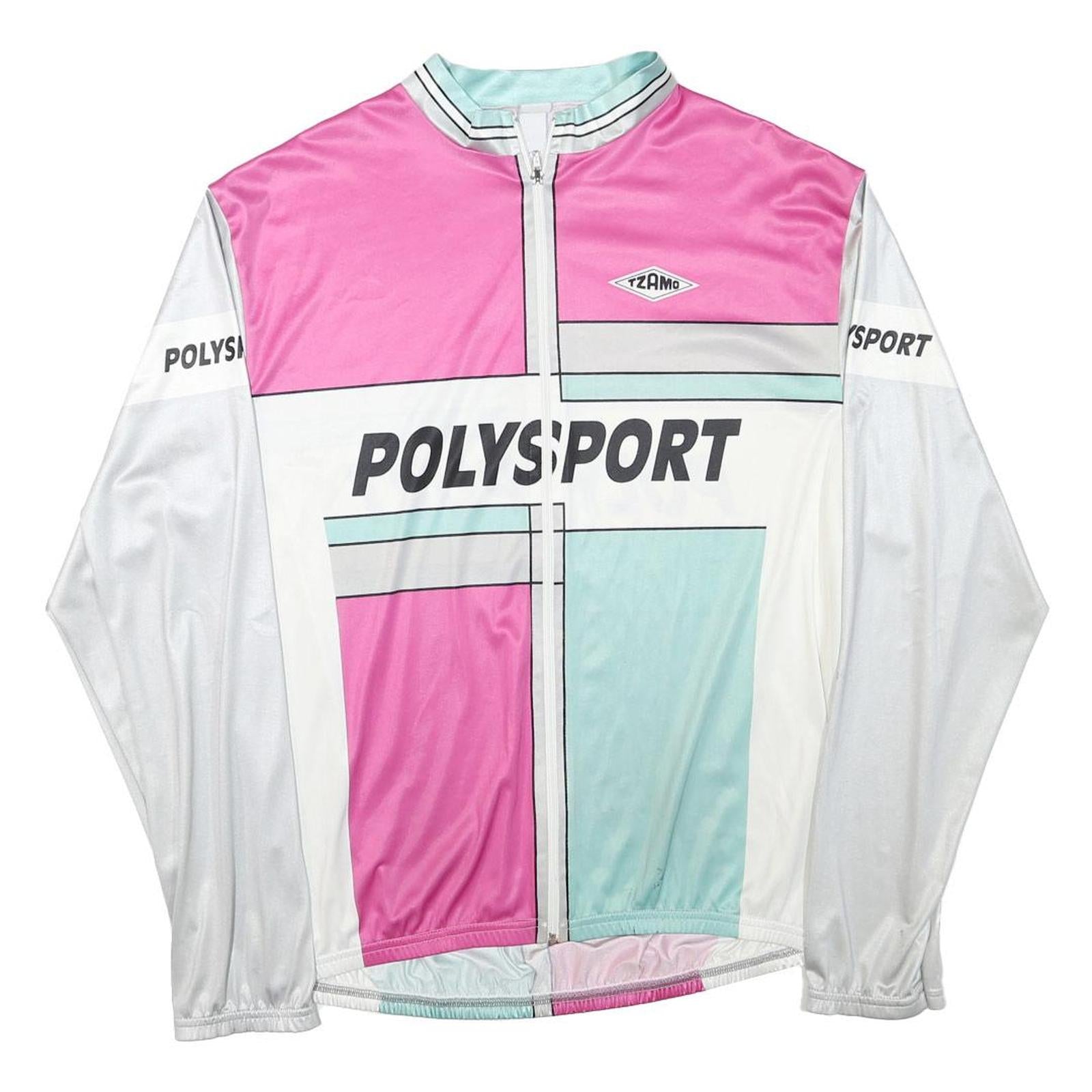 TZAMO Mens Pink & Blue Polysport Zip Jacket L Polyester Blend Colourblock Refurbished - N/A refurbished available on Cerqular