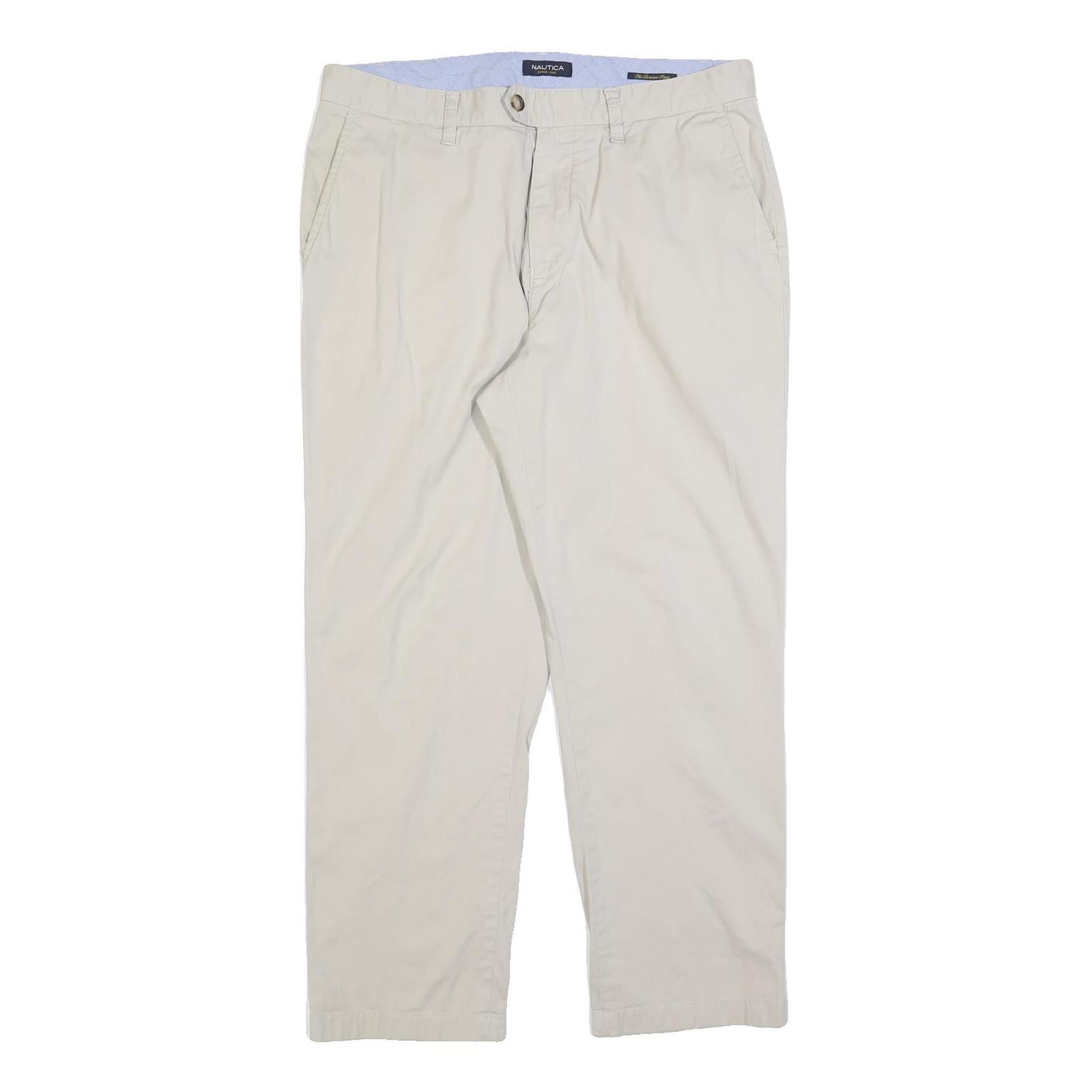 NAUTICA Mens Regular Fit Beige Cotton Blend Trousers W34 L30 Classic Zip Closure Refurbished - N/A refurbished available on Cerqular