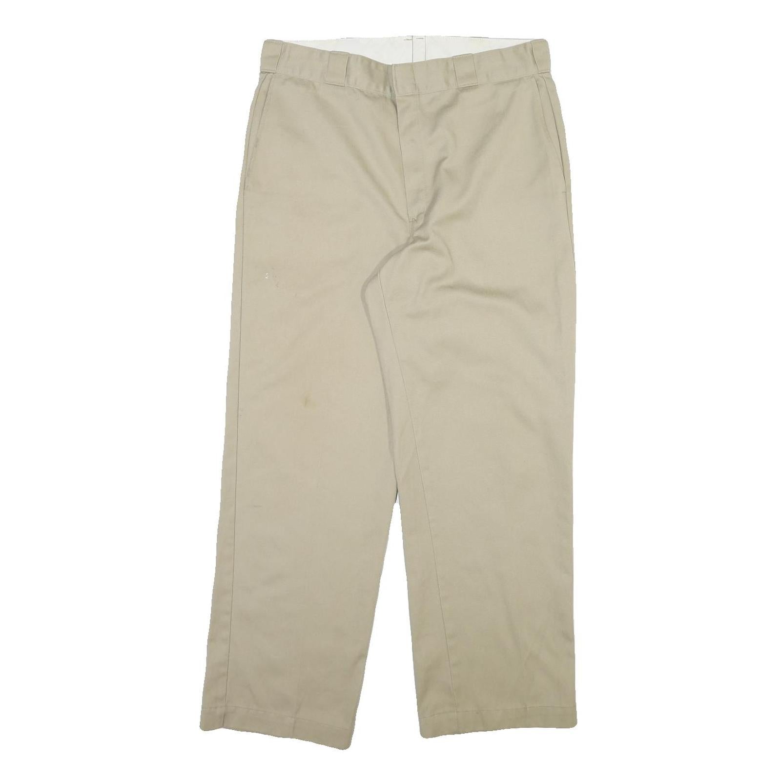 DICKIES Mens Beige Cotton Blend Regular Straight Trousers W36 L30 Workwear Zip Refurbished - N/A refurbished available on Cerqular