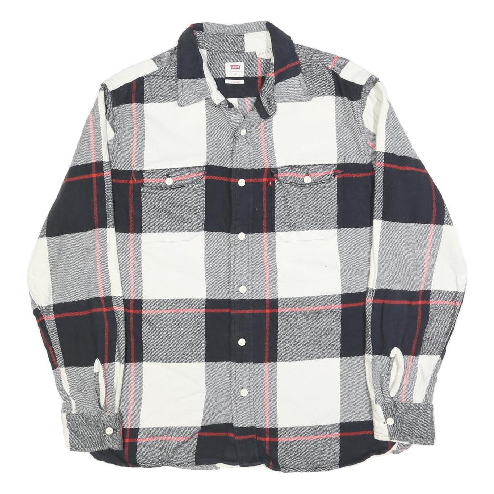 LEVI'S Mens Black & White Check Shirt L Cotton Blend Long Sleeve Refurbished - N/A refurbished available on Cerqular