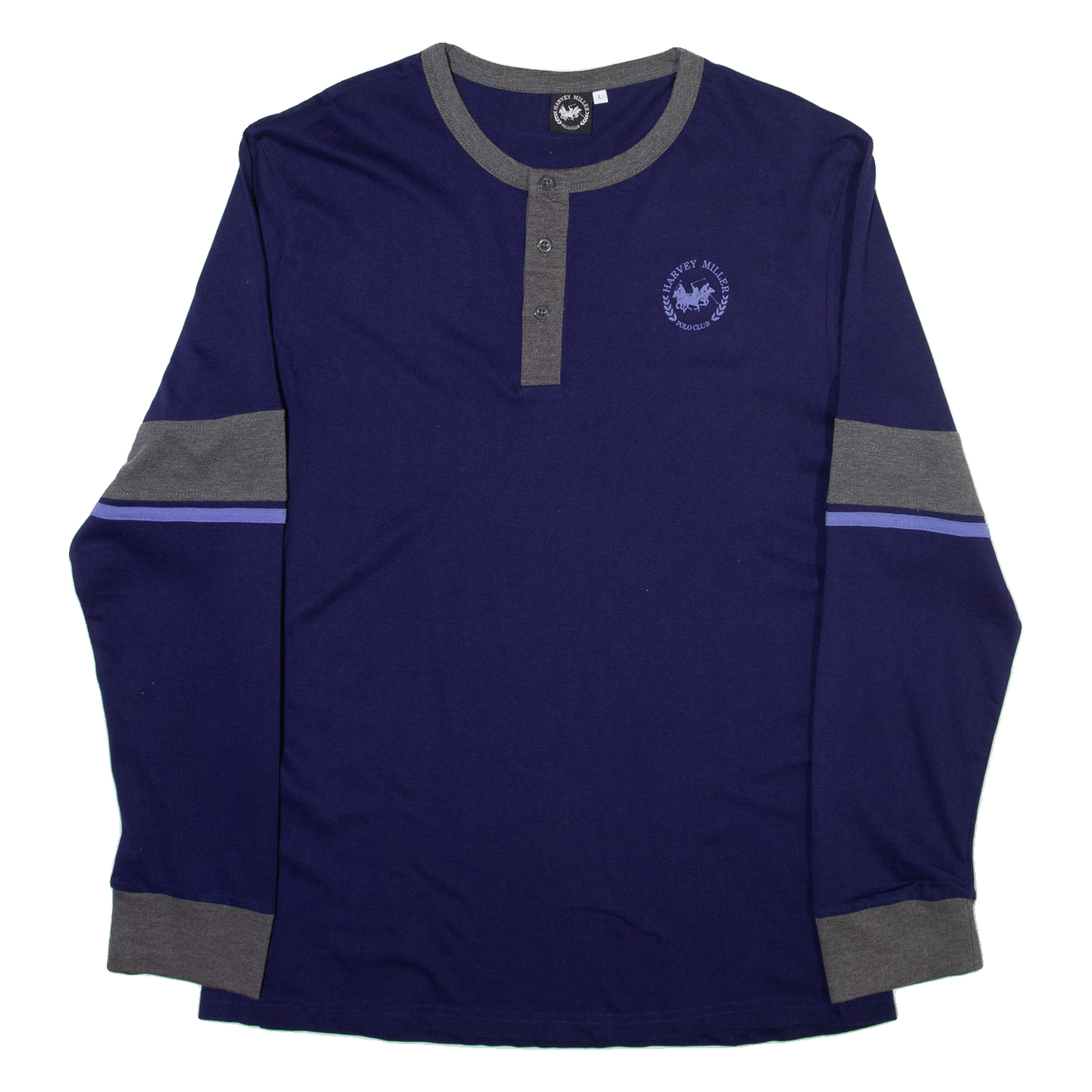 HARVEY MILLER Mens T-Shirt Purple Long Sleeve Button Neck L Refurbished - N/A refurbished available on Cerqular