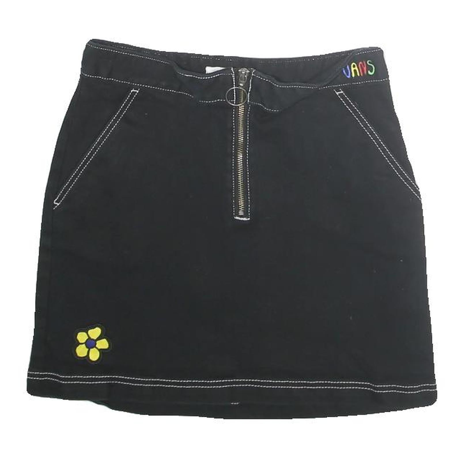 VANS Womens Black Cotton Mini Skirt Plain S Zip Pockets Floral Embroidered Refurbished - N/A refurbished available on Cerqular