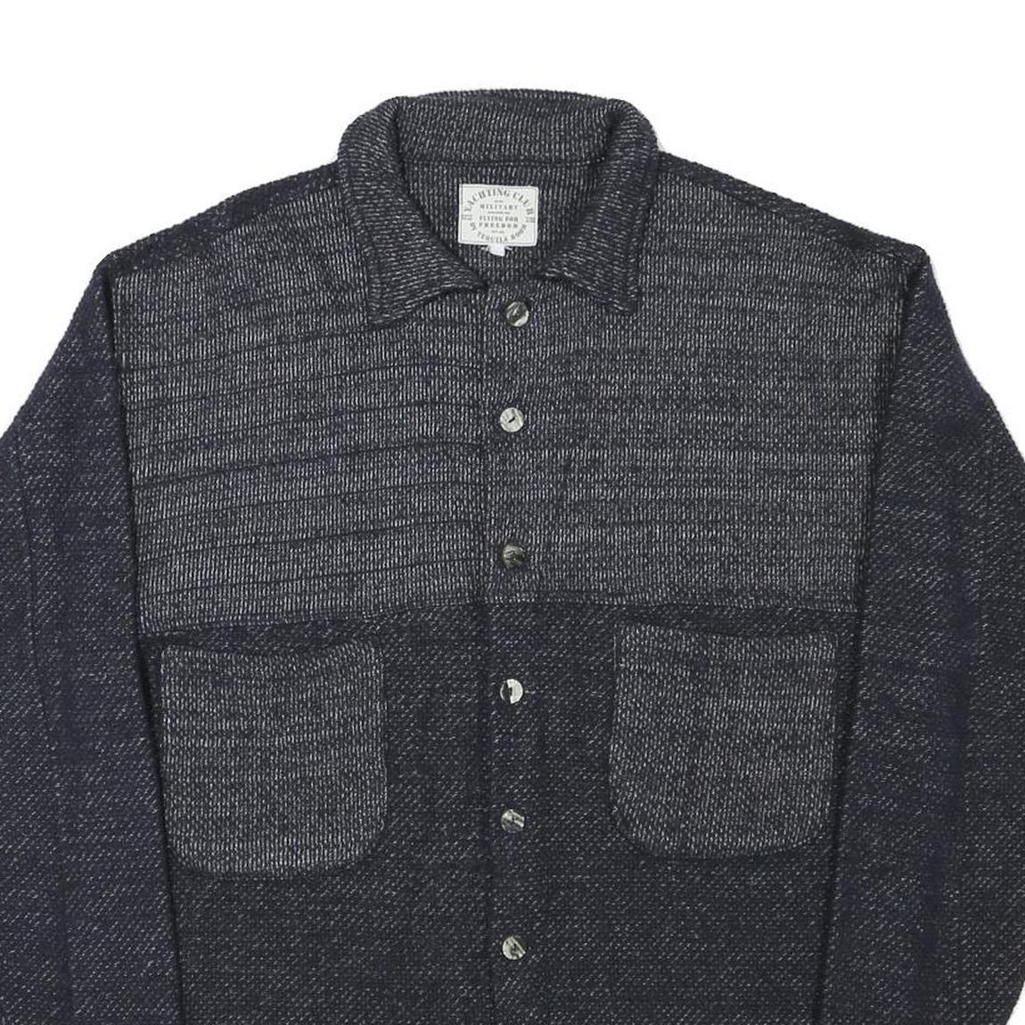 TACHTING CLUB Mens Navy Blue Cotton Blend Button Jacket M Woven Patchwork Refurbished - N/A refurbished available on Cerqular