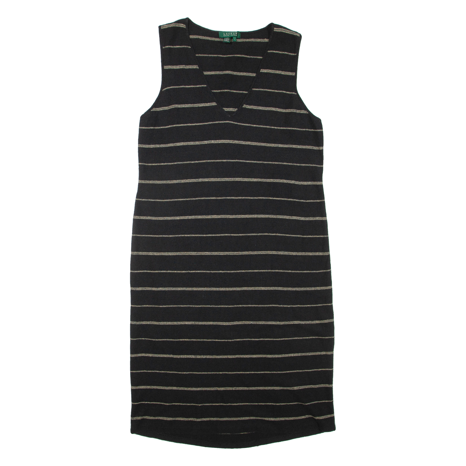LAUREN RALPH LAUREN Womens Day Dress Black Striped Sleeveless Knee Length L Refurbished - N/A refurbished available on Cerqular