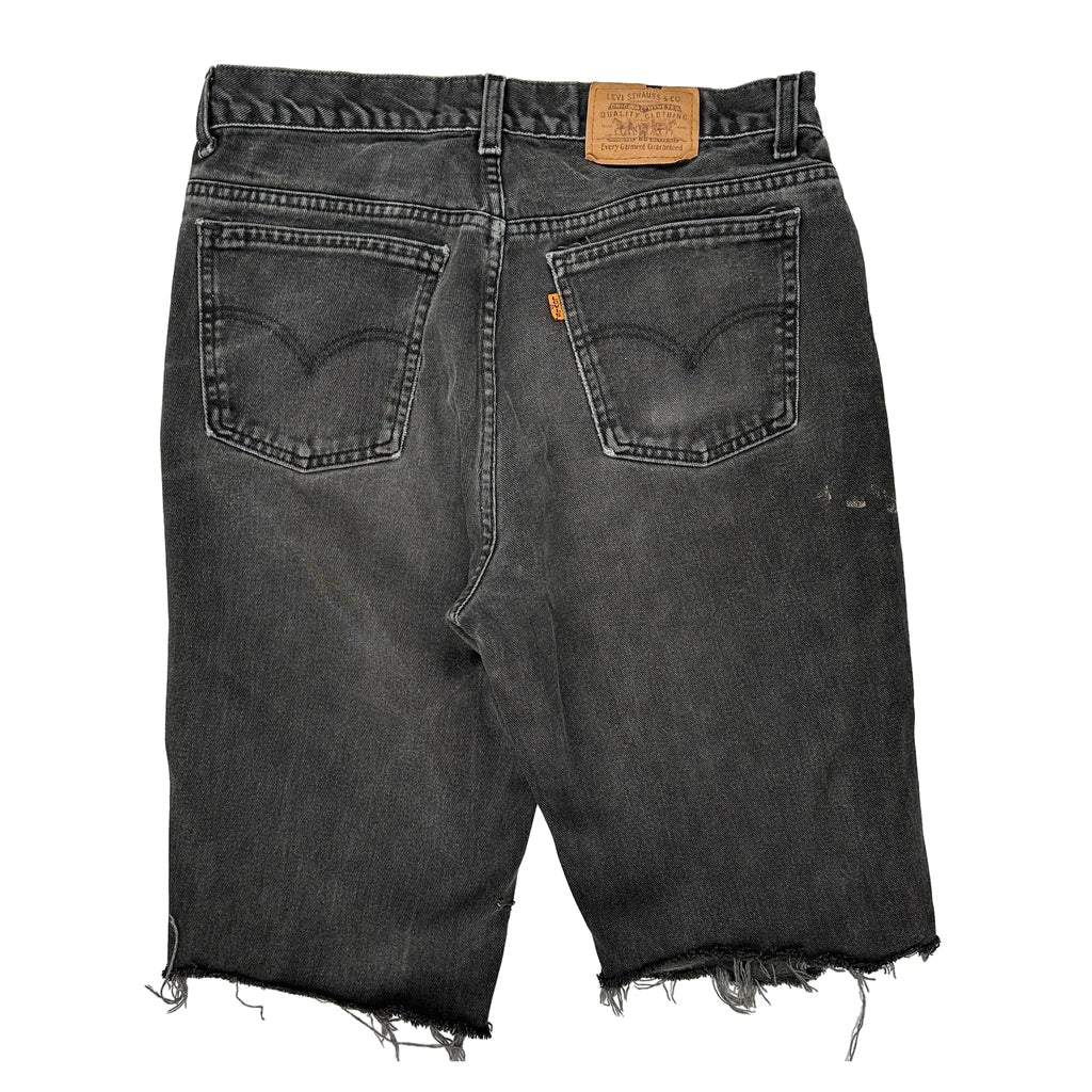 Levis Denim Shorts - 32W 11L Grey Denim Refurbished - Thrifted (note: this is a term often used to describe second- refurbished available on Cerqular