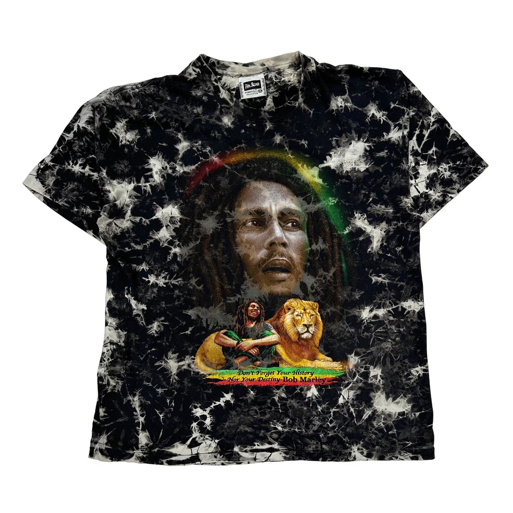 Bob Marley The Roxx Tie-Dye T-Shirt - 2XL Black Cotton Refurbished - Thrifted (note: this is a term often used to describe second- refurbished available on Cerqular