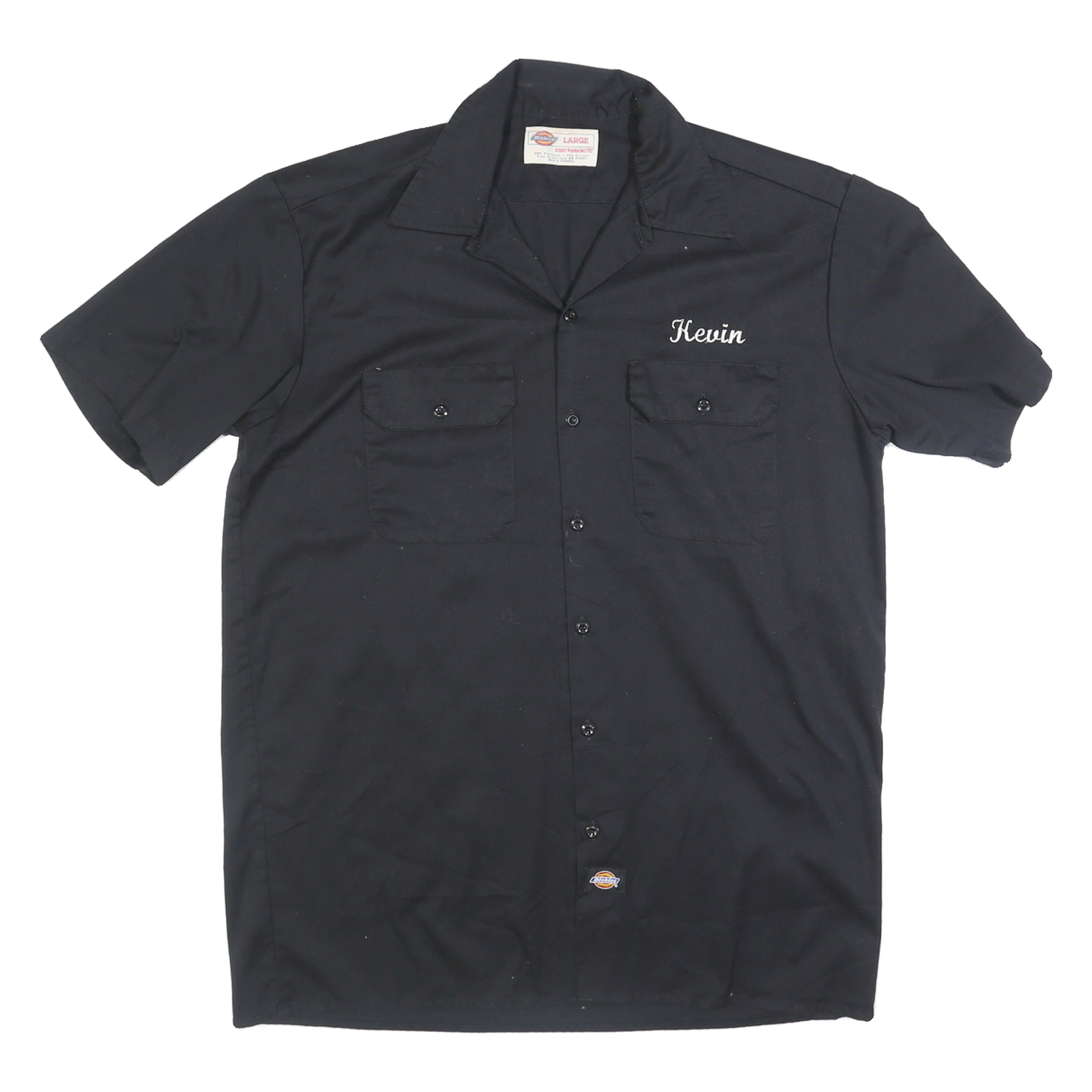 DICKIES Mens Black Workwear Shirt L Cotton Durable Button-Up Short Sleeve Refurbished - N/A refurbished available on Cerqular