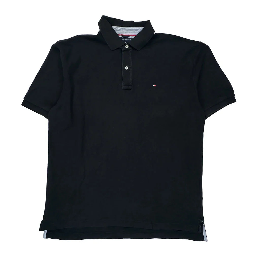 Tommy Hilfiger Polo Shirt - XL Black Cotton Refurbished - Thrifted (note: this is a term often used to describe second- refurbished available on Cerqular