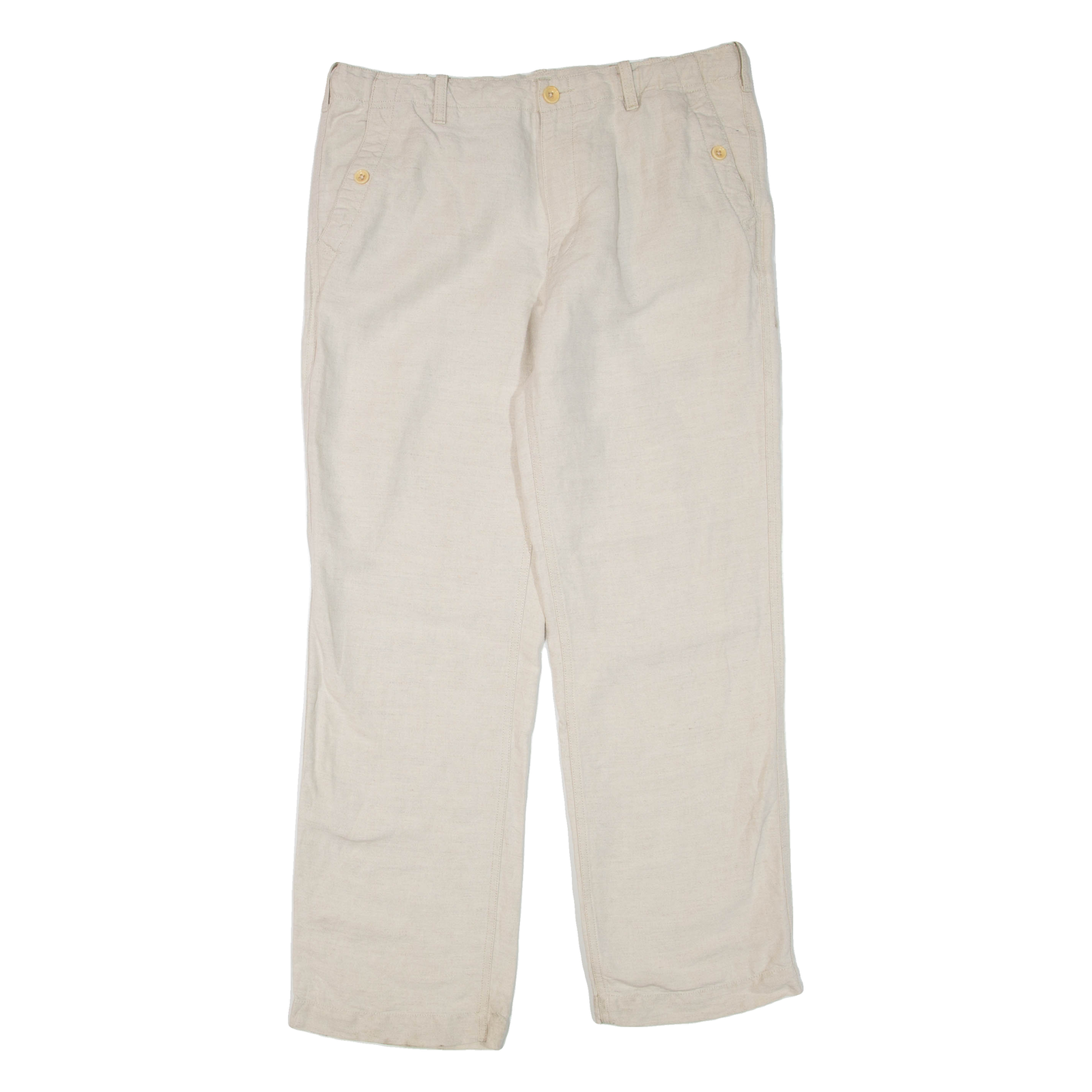 GAP Womens Trousers Beige Regular Straight Linen W34 L30 Refurbished - N/A refurbished available on Cerqular
