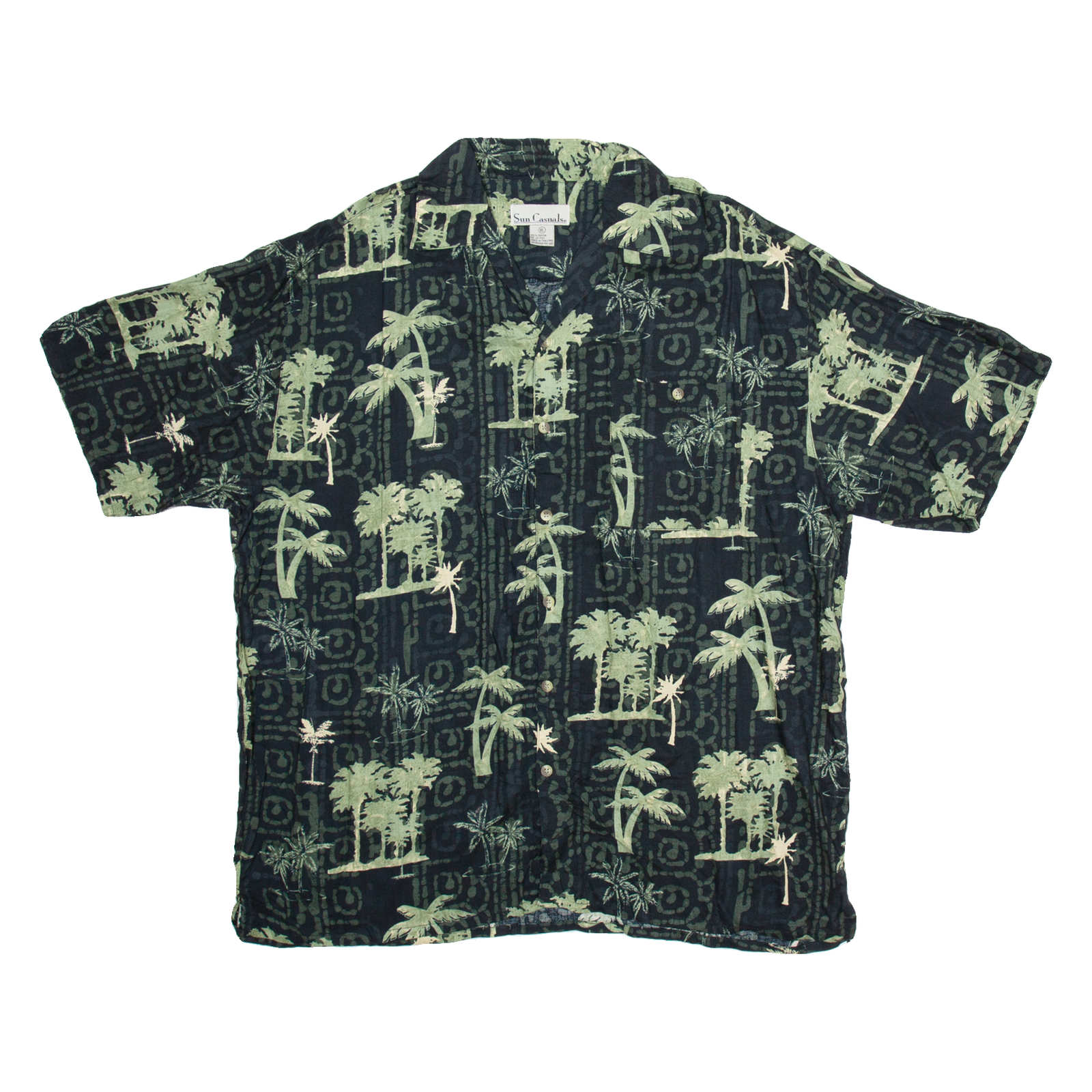 SUN CASUALS Mens Hawaiian Shirt Black Crazy Pattern XL Refurbished - N/A refurbished available on Cerqular