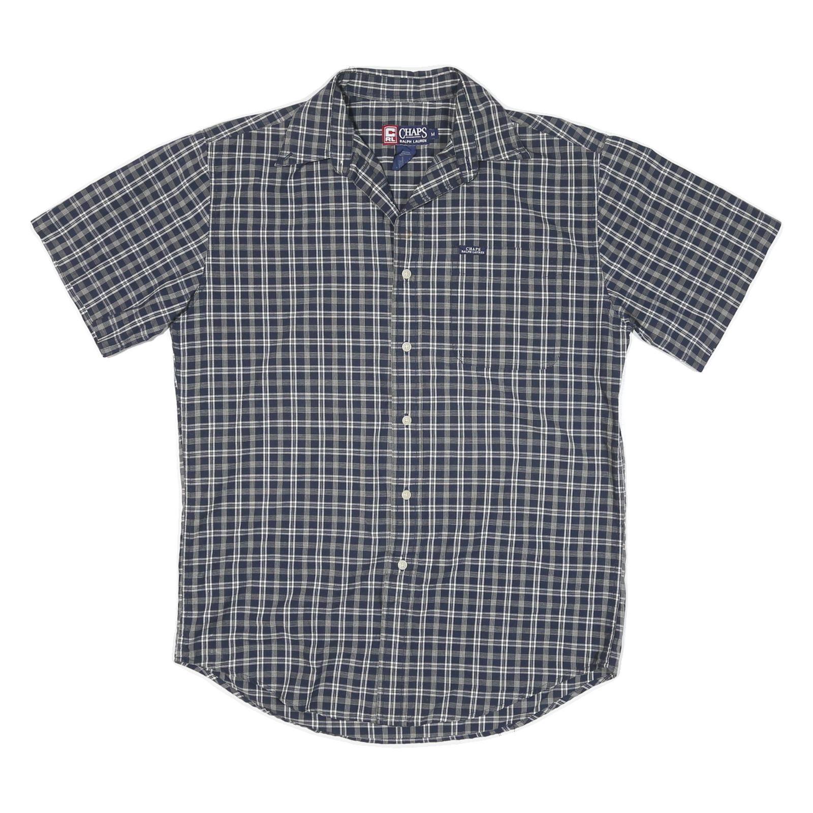 CHAPS RALPH LAUREN Mens Blue Check Shirt M Cotton Blend Short Sleeve Casual Refurbished - N/A refurbished available on Cerqular