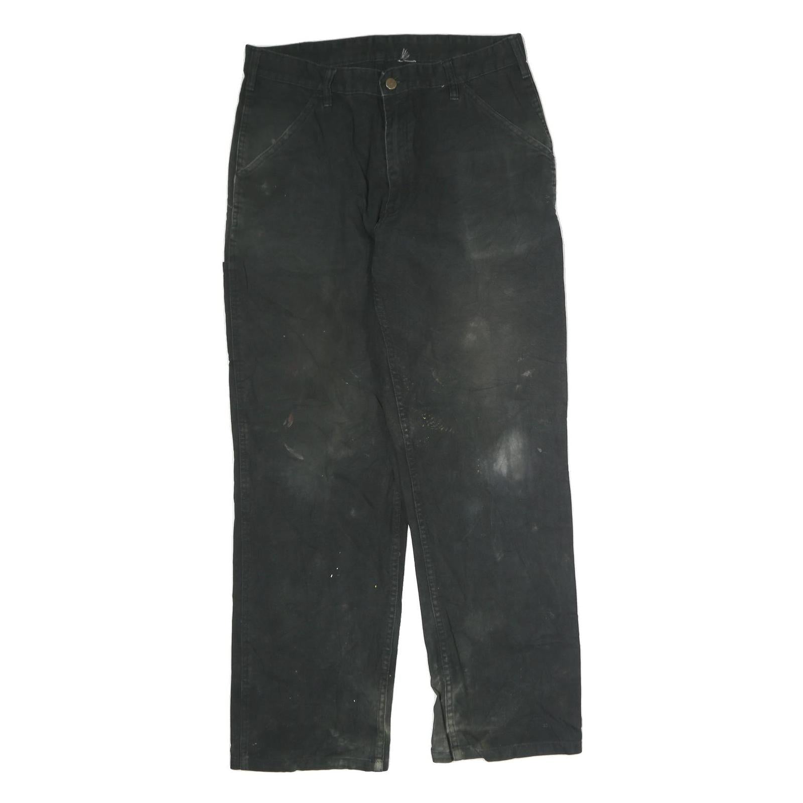 CARHARTT Mens Relaxed Black Cotton Trousers W34 L30 Workwear Zip Closure Refurbished - N/A refurbished available on Cerqular