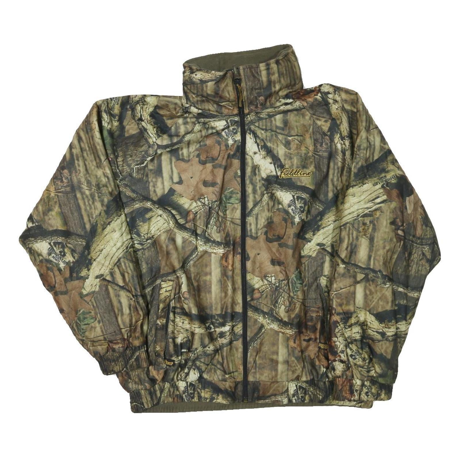 Mens Green Brown Camouflage Reversible Zip Jacket Polyester Blend L Outdoor Refurbished - N/A refurbished available on Cerqular