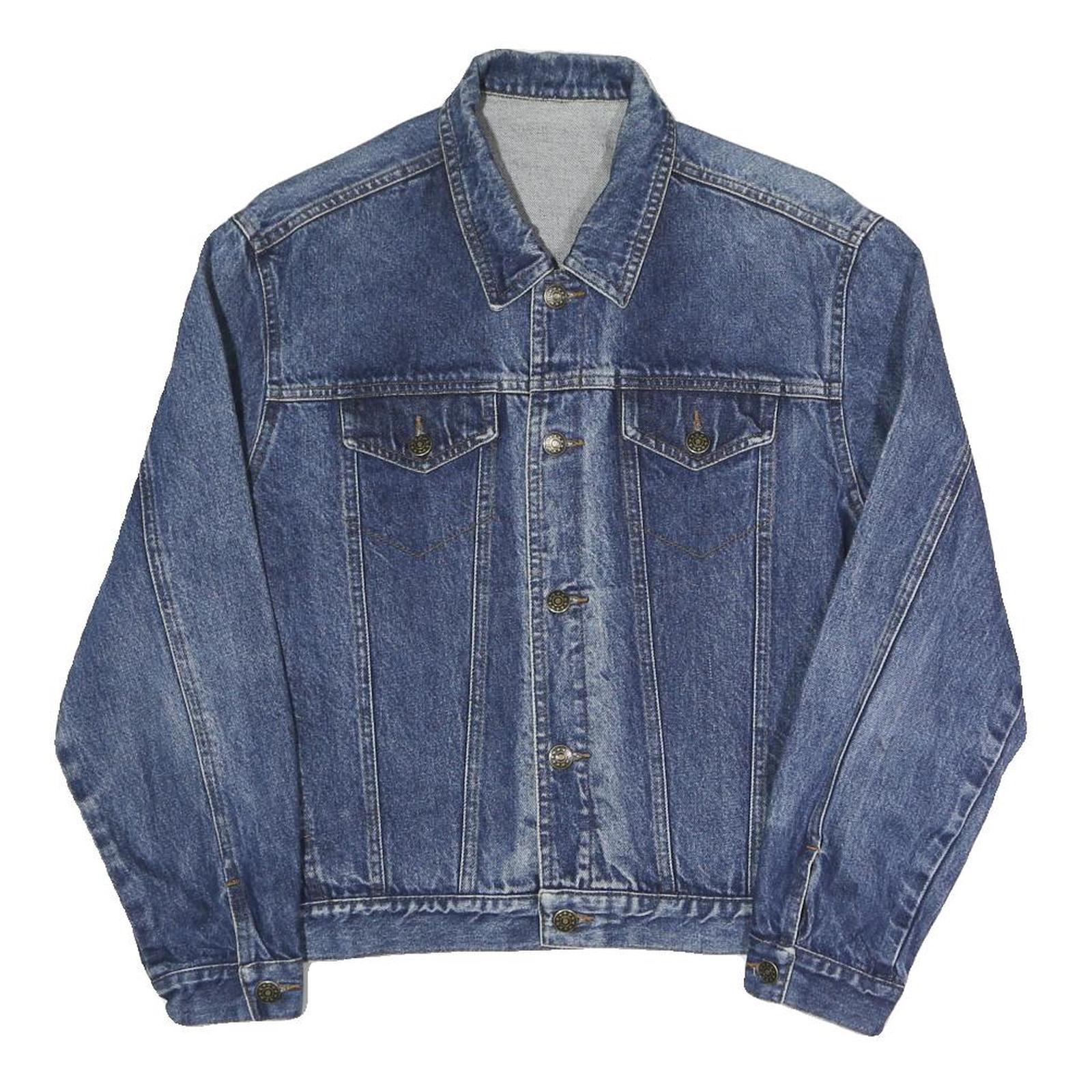 JUNIOR JEANS Mens Blue Cotton Denim Jacket S Button Plain Casual Classic Fit Refurbished - N/A refurbished available on Cerqular