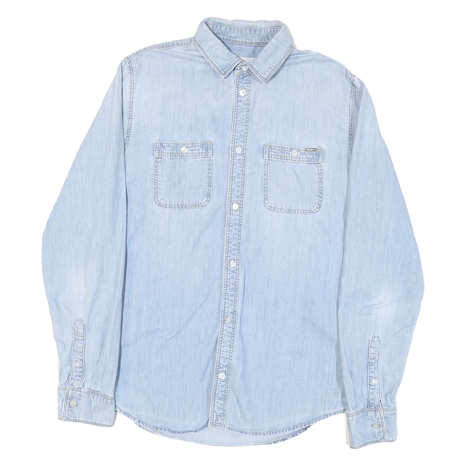PEPE JEANS Mens Light Blue Shirt L Cotton Blend Classic Denim Style Casual Refurbished - N/A refurbished available on Cerqular
