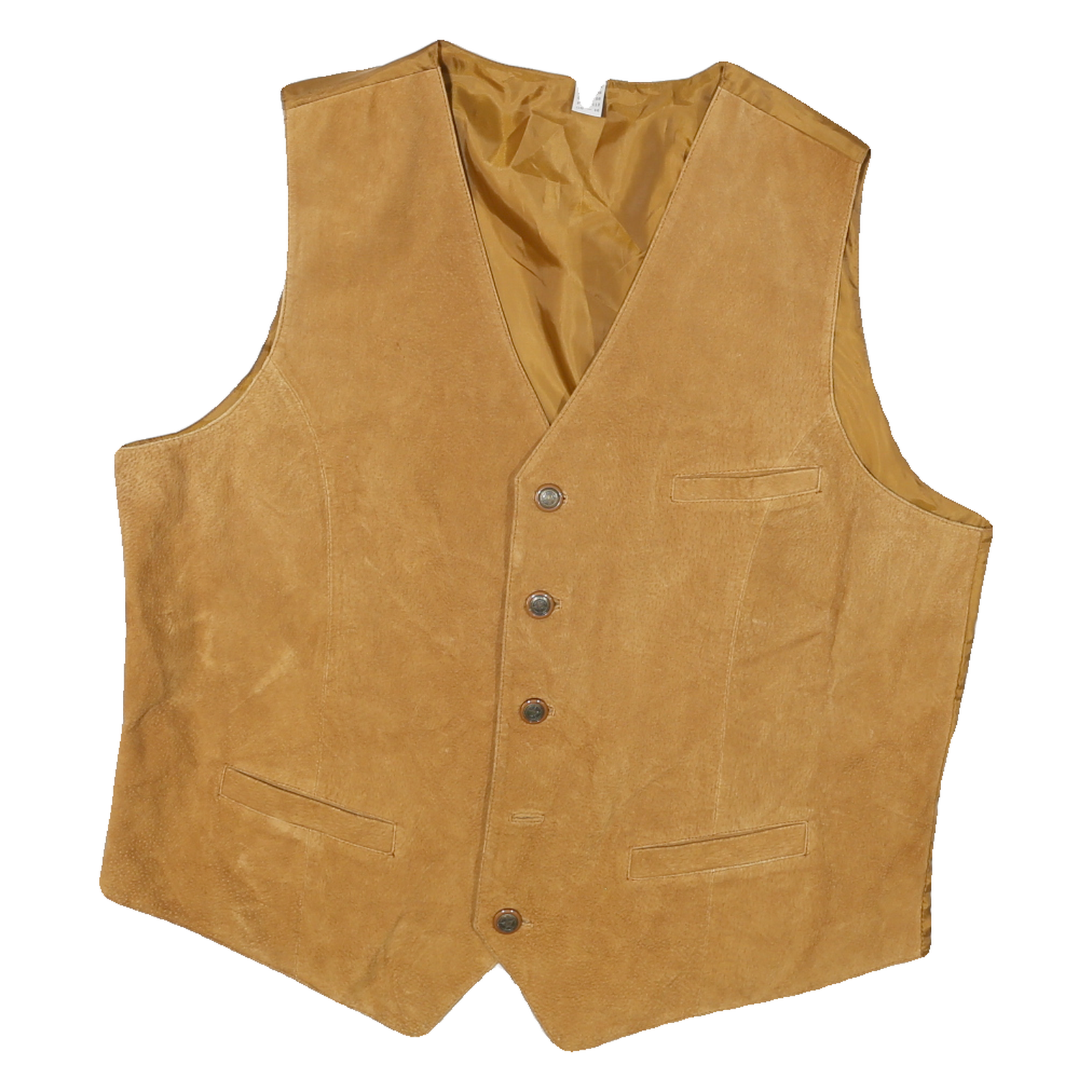 Mens Beige Leather Button Jacket L Suede Waistcoat Plain Classic Stylish Refurbished - N/A refurbished available on Cerqular