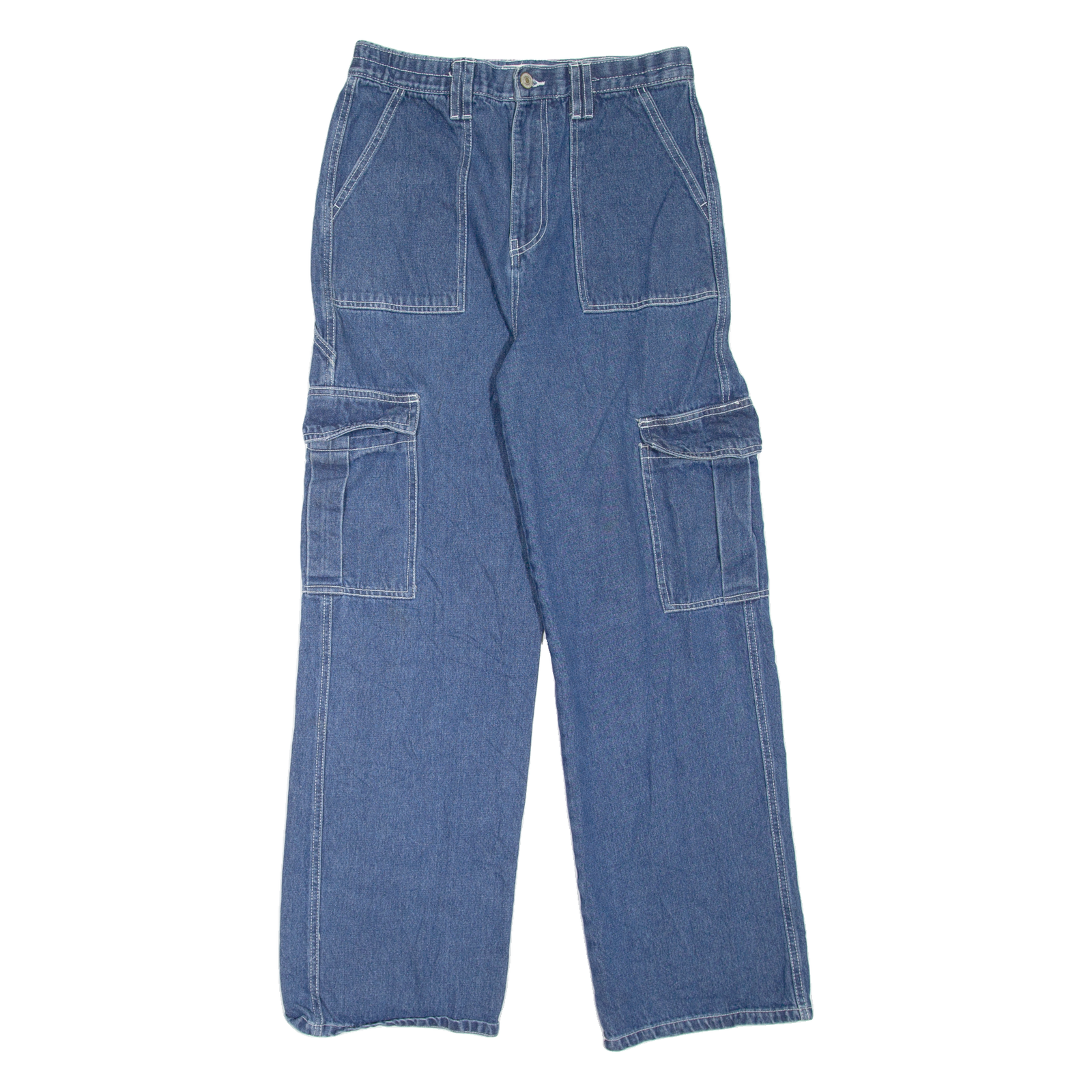 ARDENE High Rise Cargo Style Womens Jeans Blue Loose Straight W30 L30 Refurbished - N/A refurbished available on Cerqular