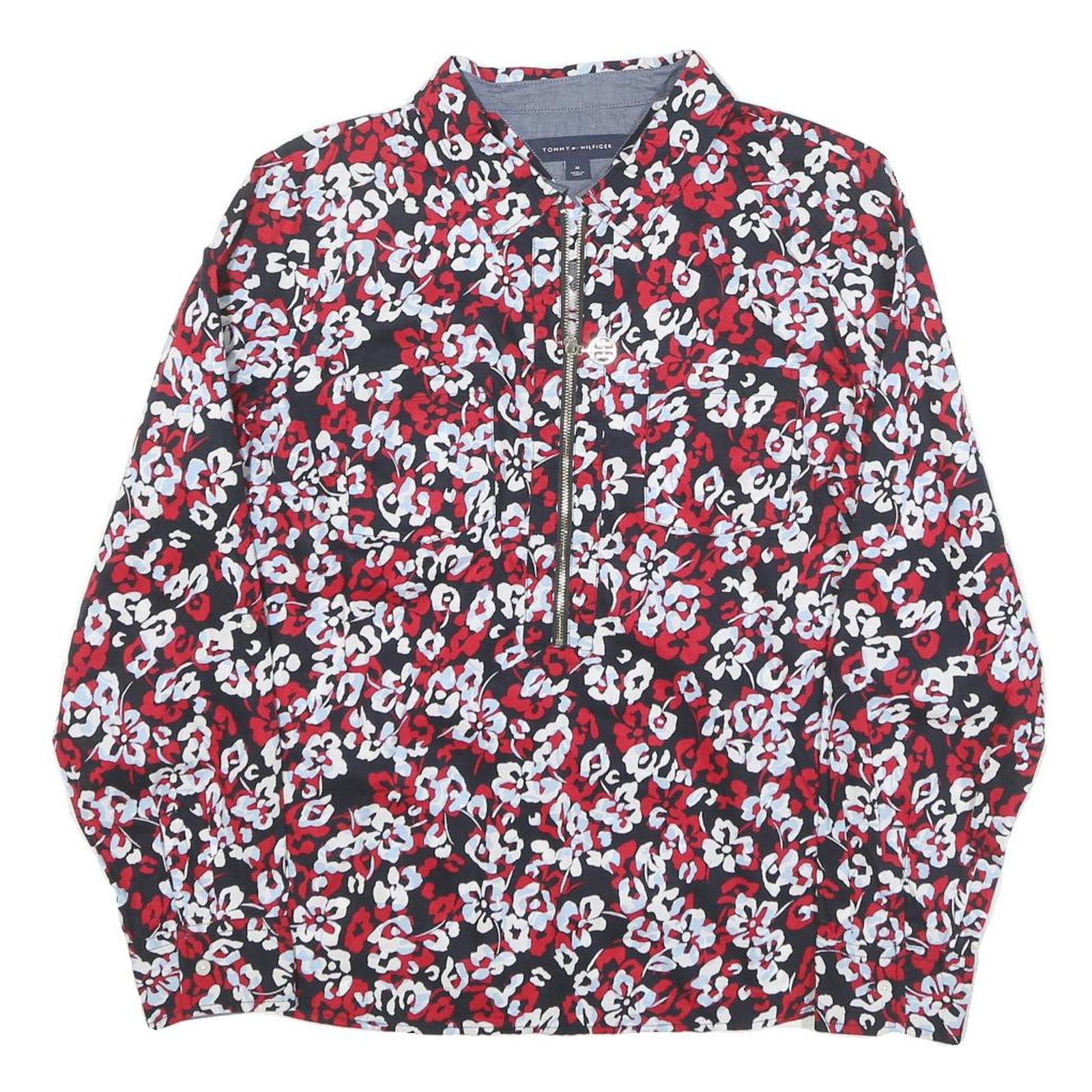 TOMMY HILFIGER Womens Red & White Floral Printed Shirt Long Sleeve Collared M Refurbished - N/A refurbished available on Cerqular