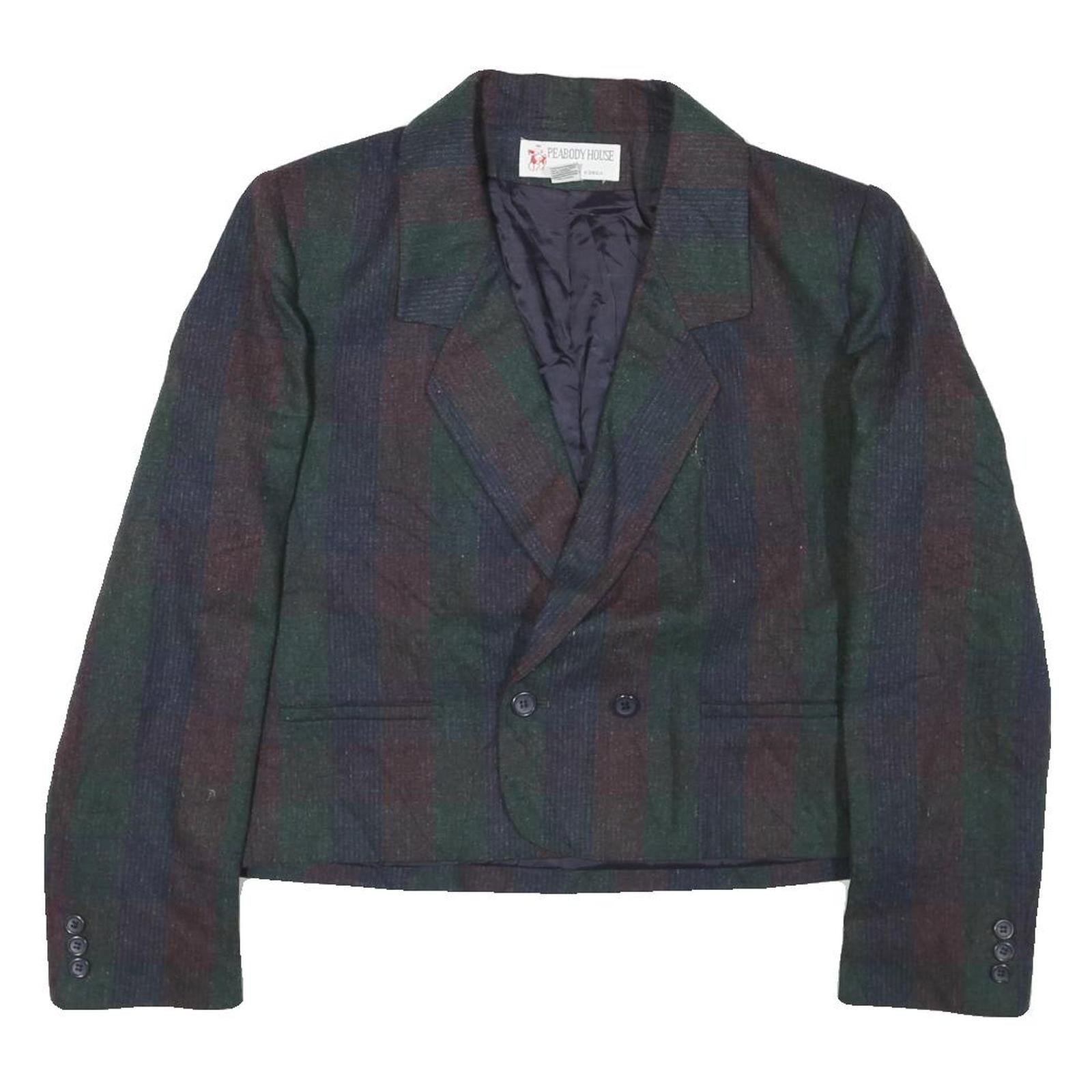 PEABODY HOUSE Mens Green & Blue Striped Wool Jacket M Woven Button Blazer Refurbished - N/A refurbished available on Cerqular