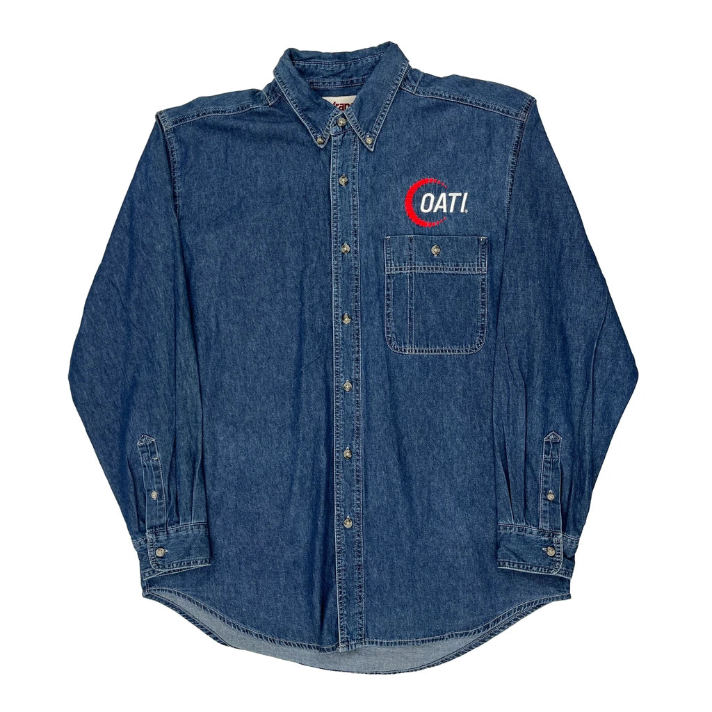 Wrangler Denim Shirt - Large Blue Cotton Refurbished - Thrifted (note: this is a term often used to describe second- refurbished available on Cerqular
