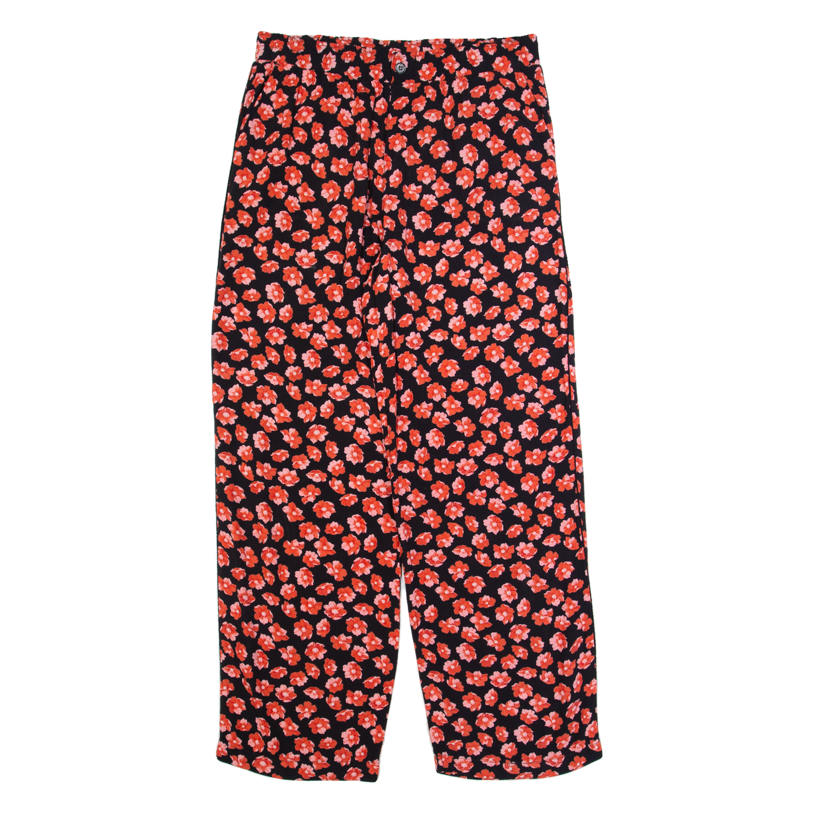 GANNI Floral Womens Trousers Black Relaxed Straight W30 L28 Refurbished - N/A refurbished available on Cerqular